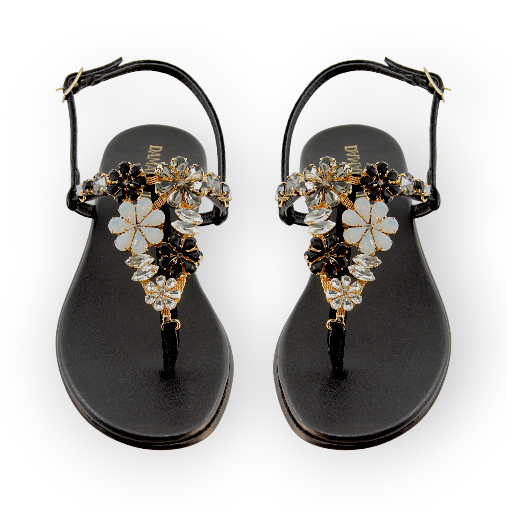 Gilda Black Sandals With Crystals.