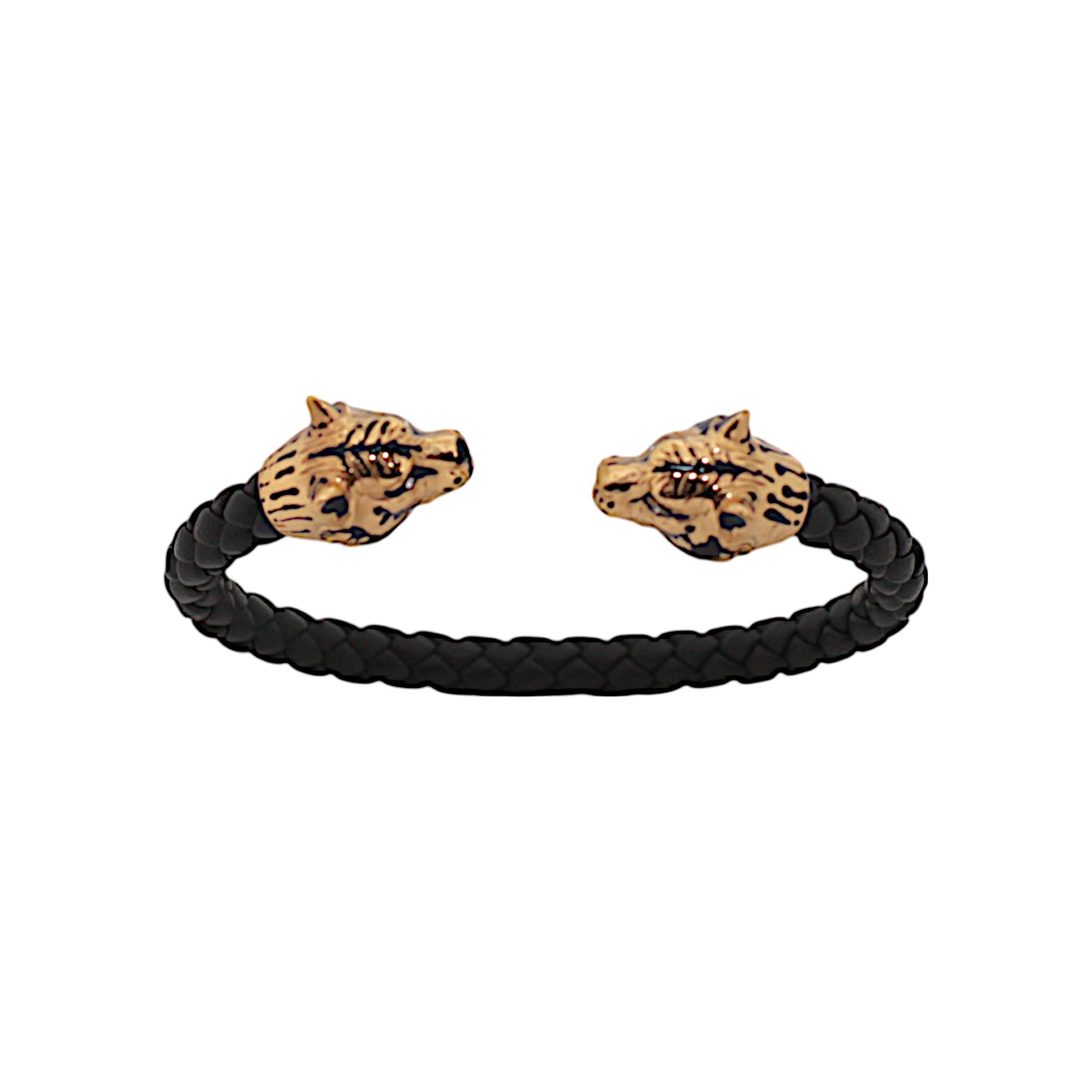 TIGER MICRO BRACELET IN BRAIDED BLACK LEATHER