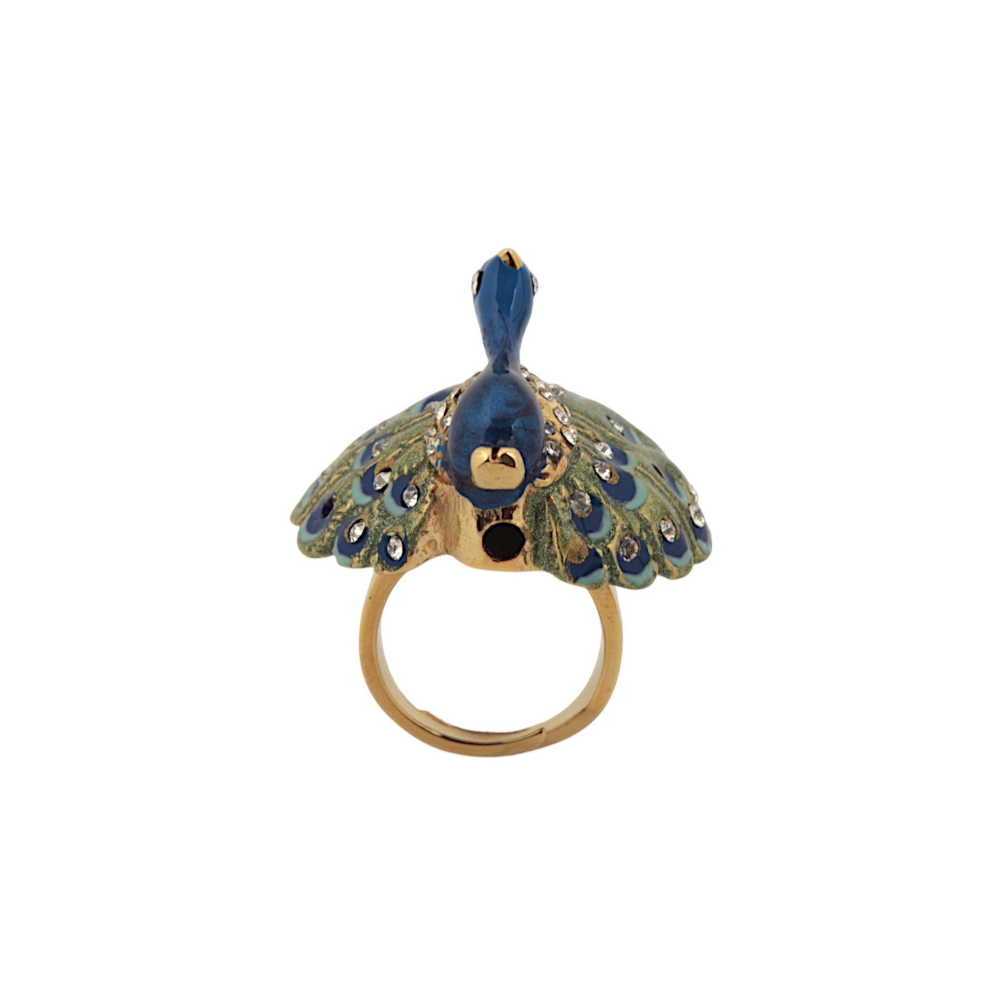 RING PEACOCK WHIT CRYSTALS