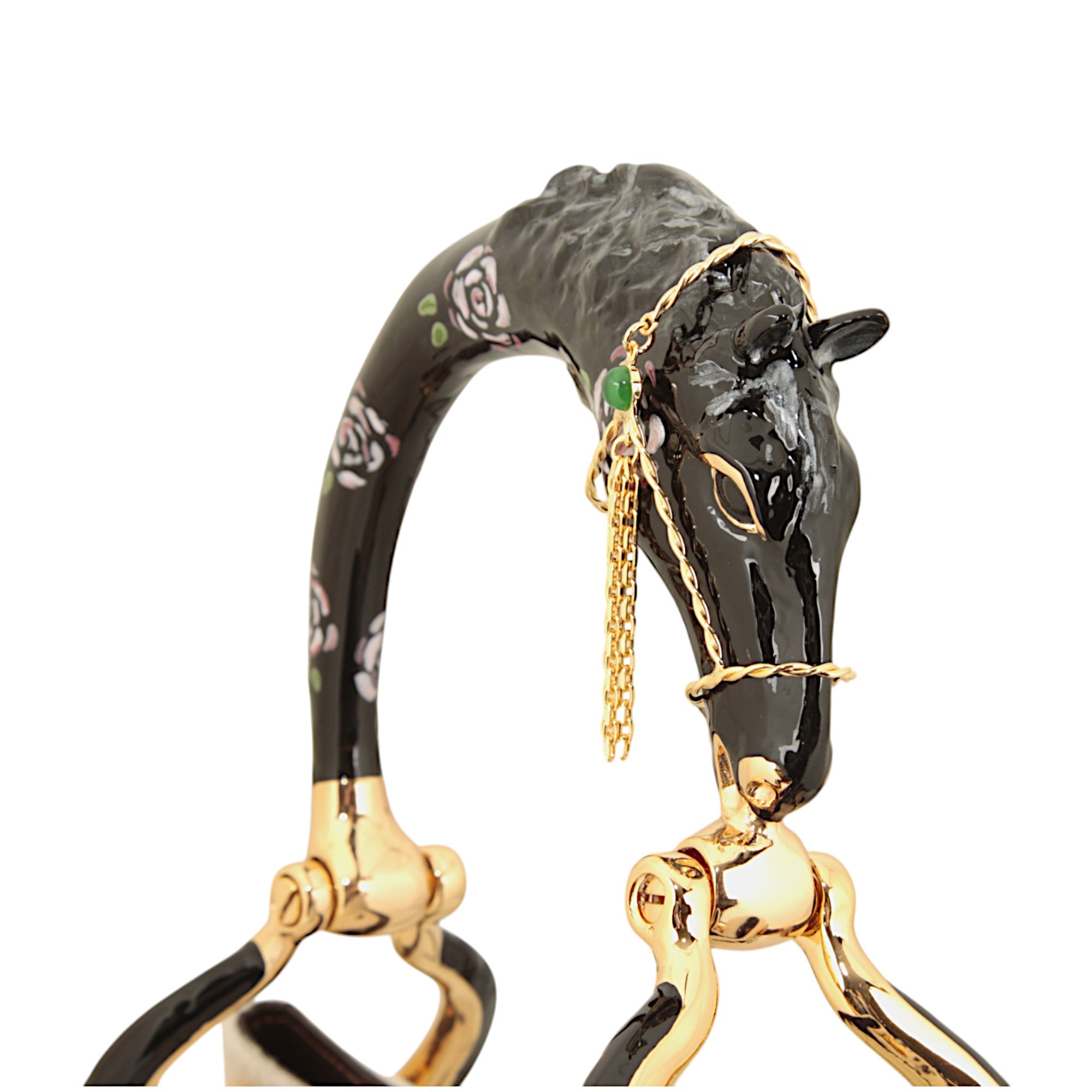 BLACK HORSE SMALL HANDBAG WITH BLACK AND WHITE PONY HAIR