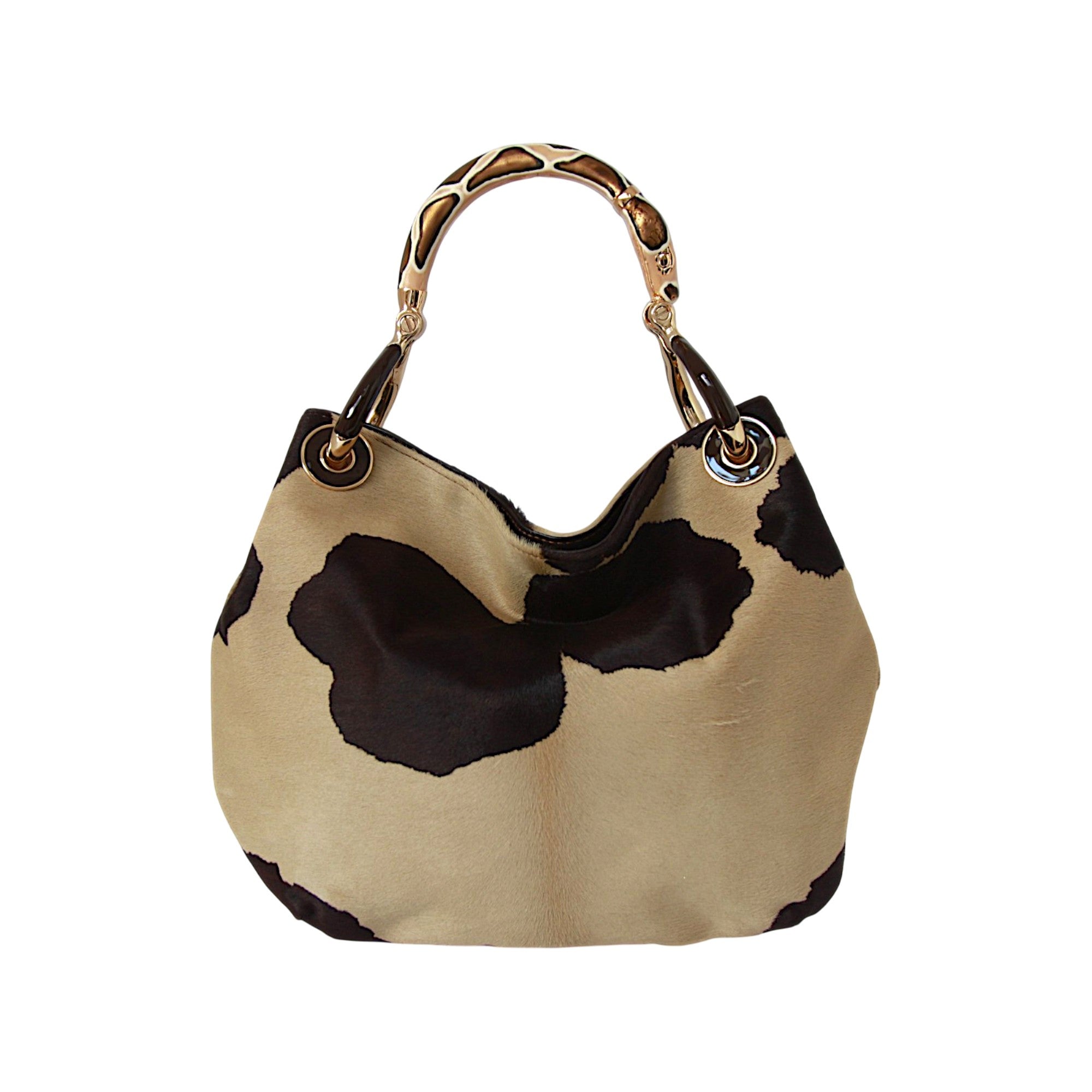 SNAKE MEDIUM BAG WITH PRINTED PONY HAIR SMALL HANDBAG