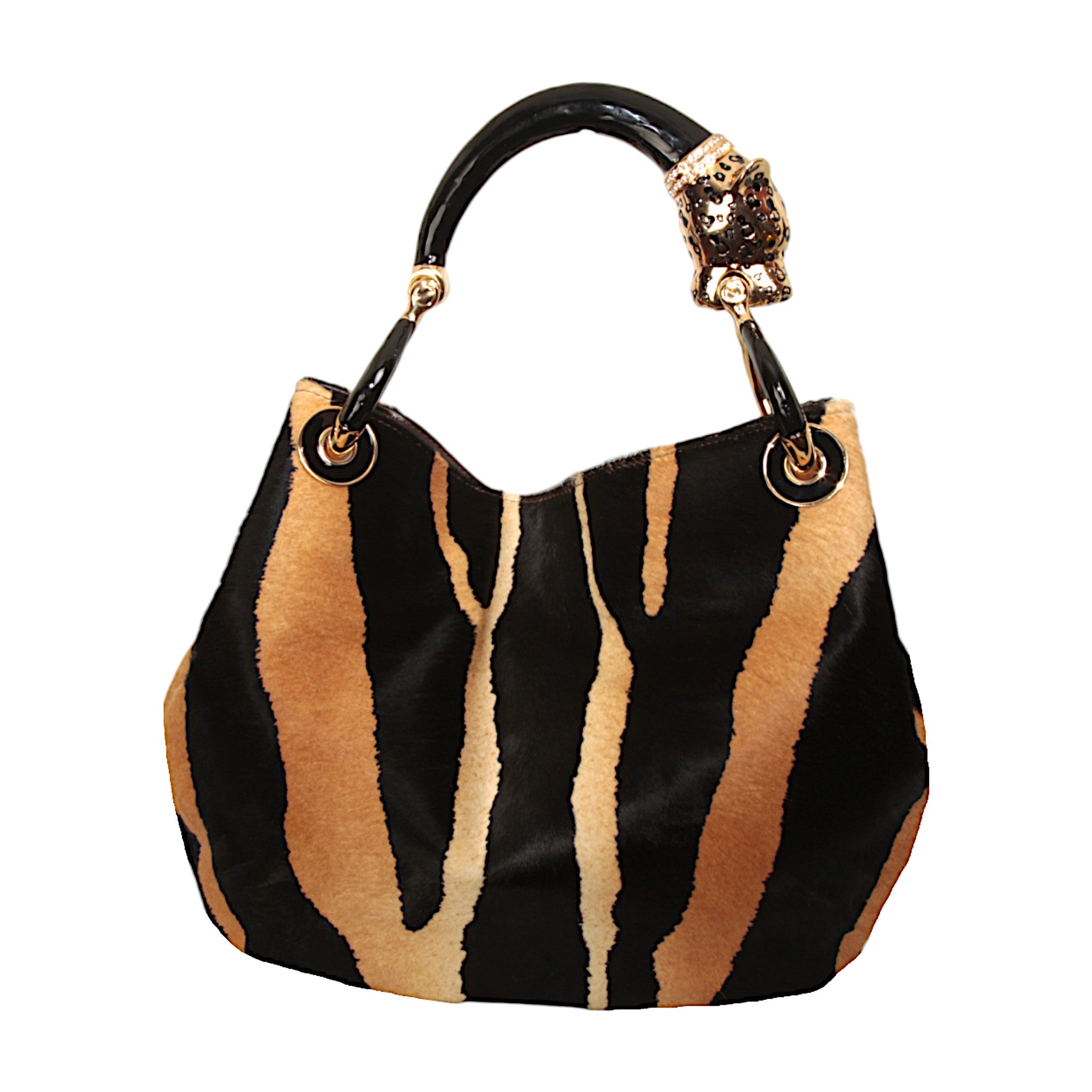 BOLSO PEQUEÑO JAGUAR NEGRO EN PIEL EFECTO PONY