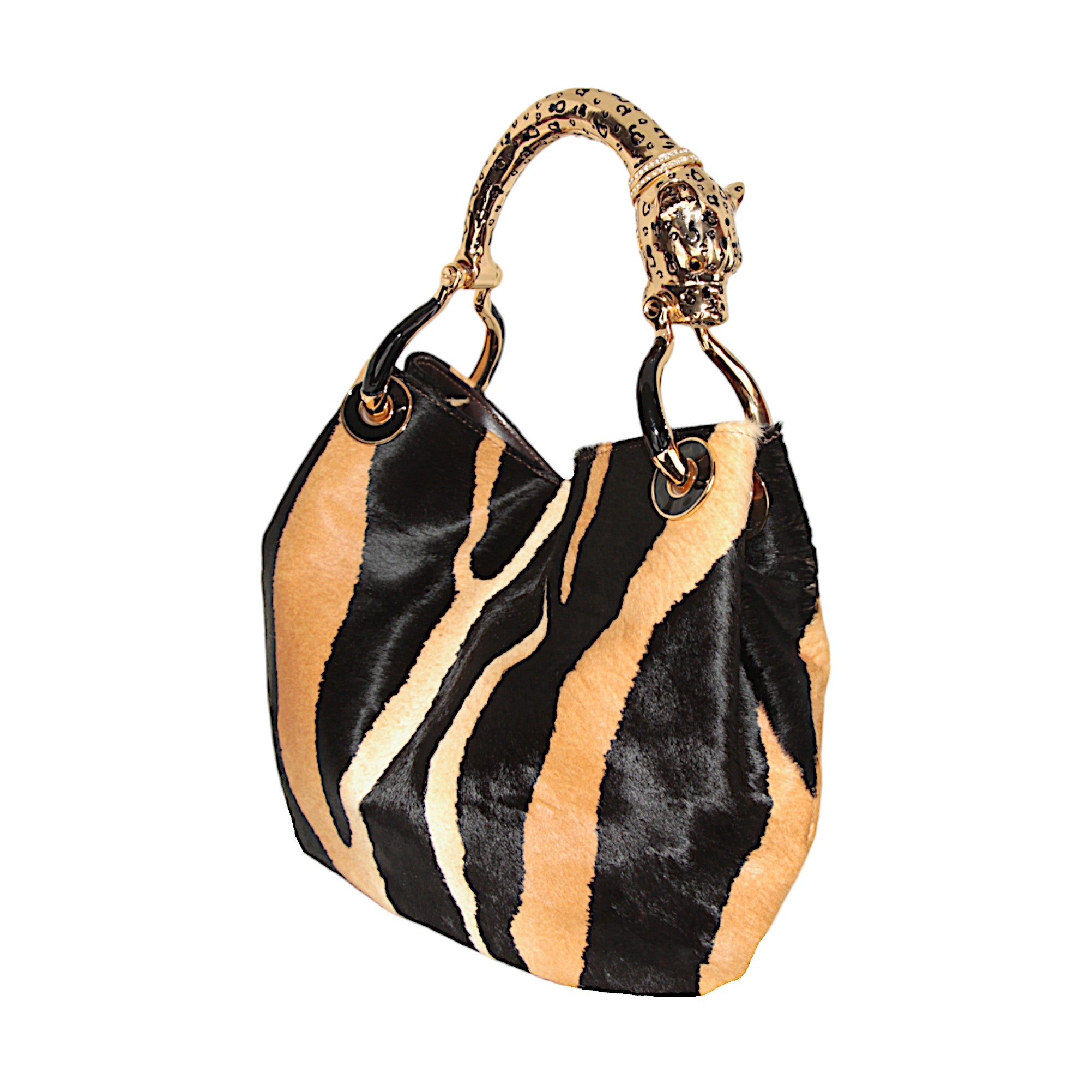 BOLSO PEQUEÑO DE PELO DE PONY CON ESTAMPADO DE JAGUAR