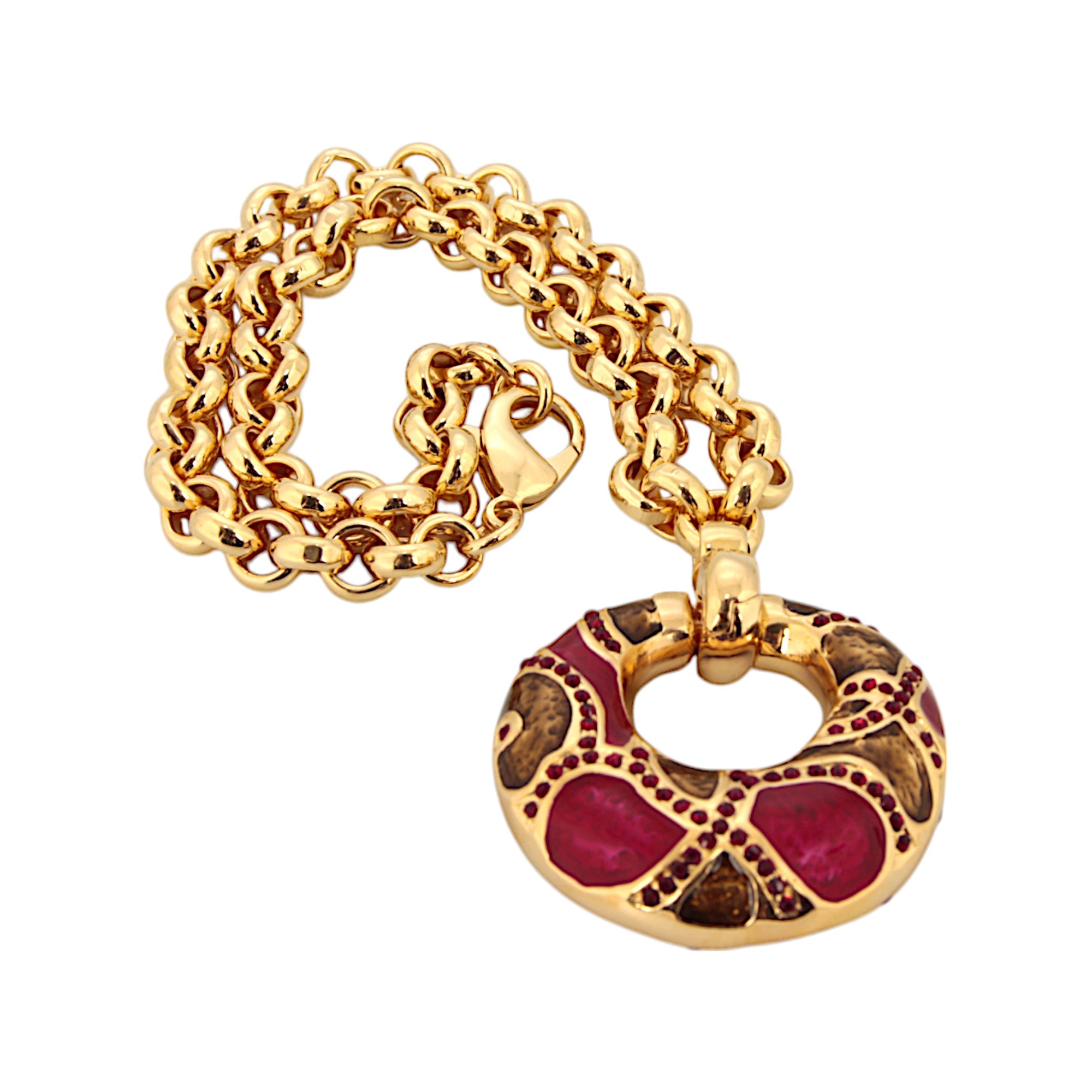 MOSAIC NECKLACE BORDEAUX RED WITH CHAIN