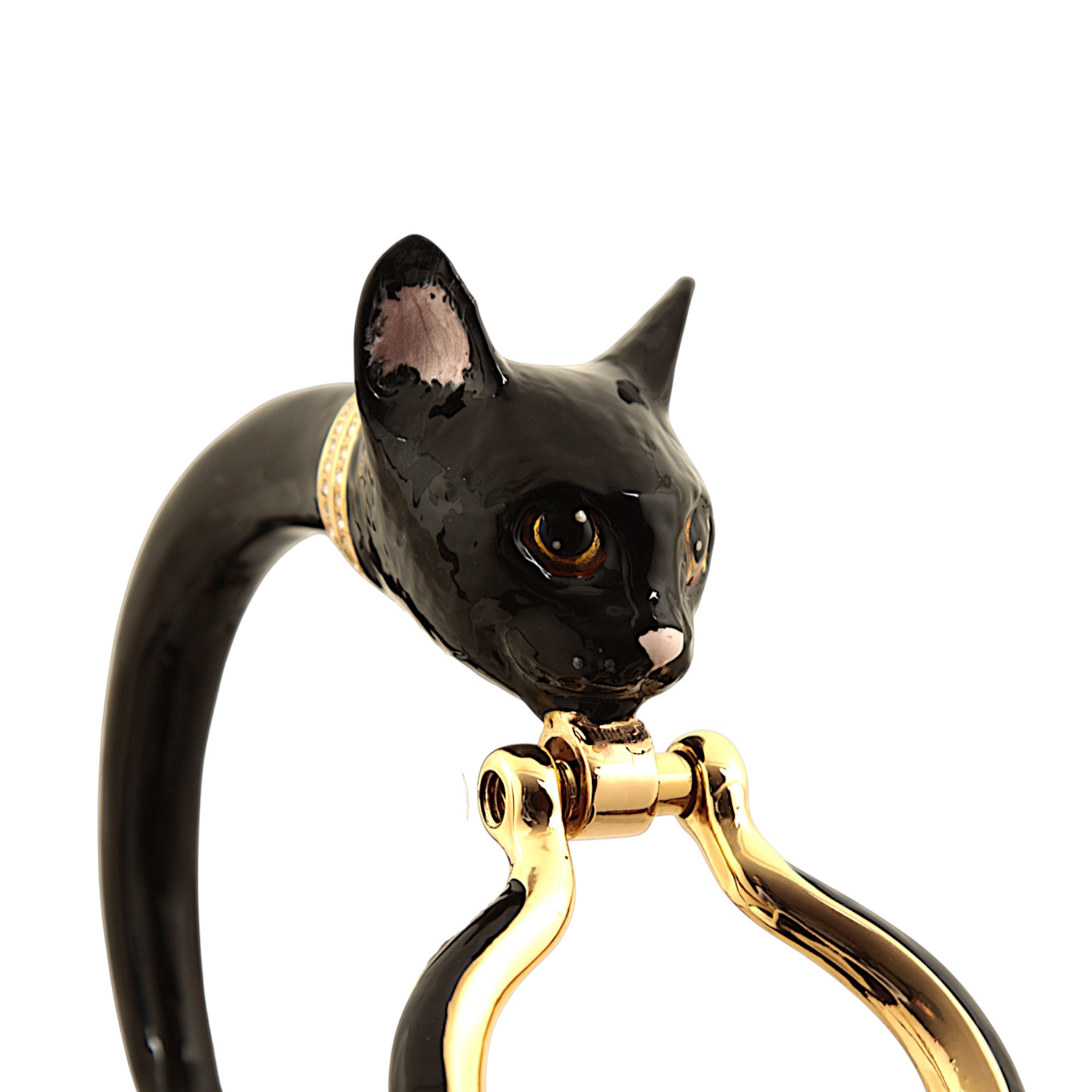 BLACK CAT SMALL HANDBAG WITH BLACK CROCO PRINTED LEATHER