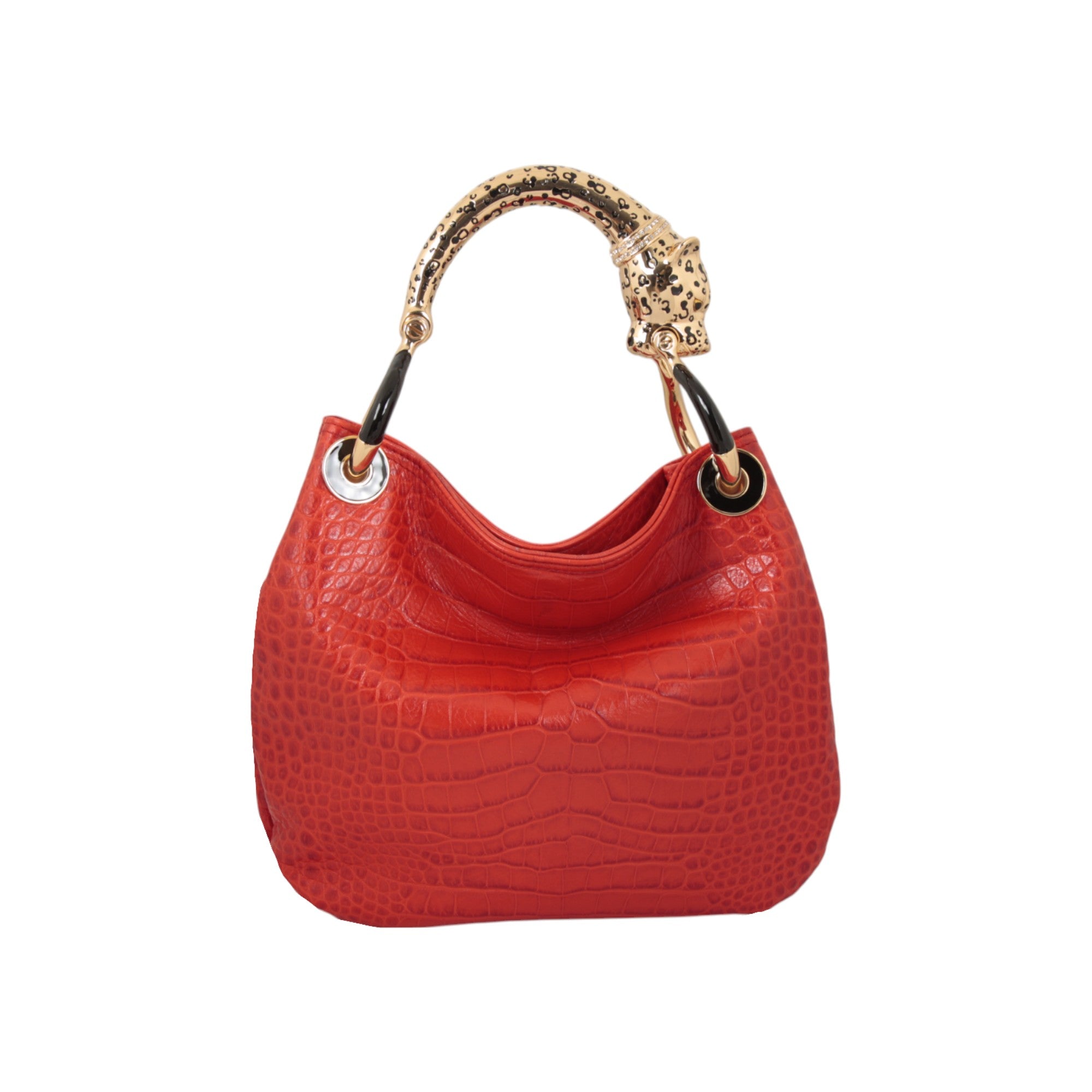JAGUAR SMALL HANDBAG IN RED PRINTED LEATHER