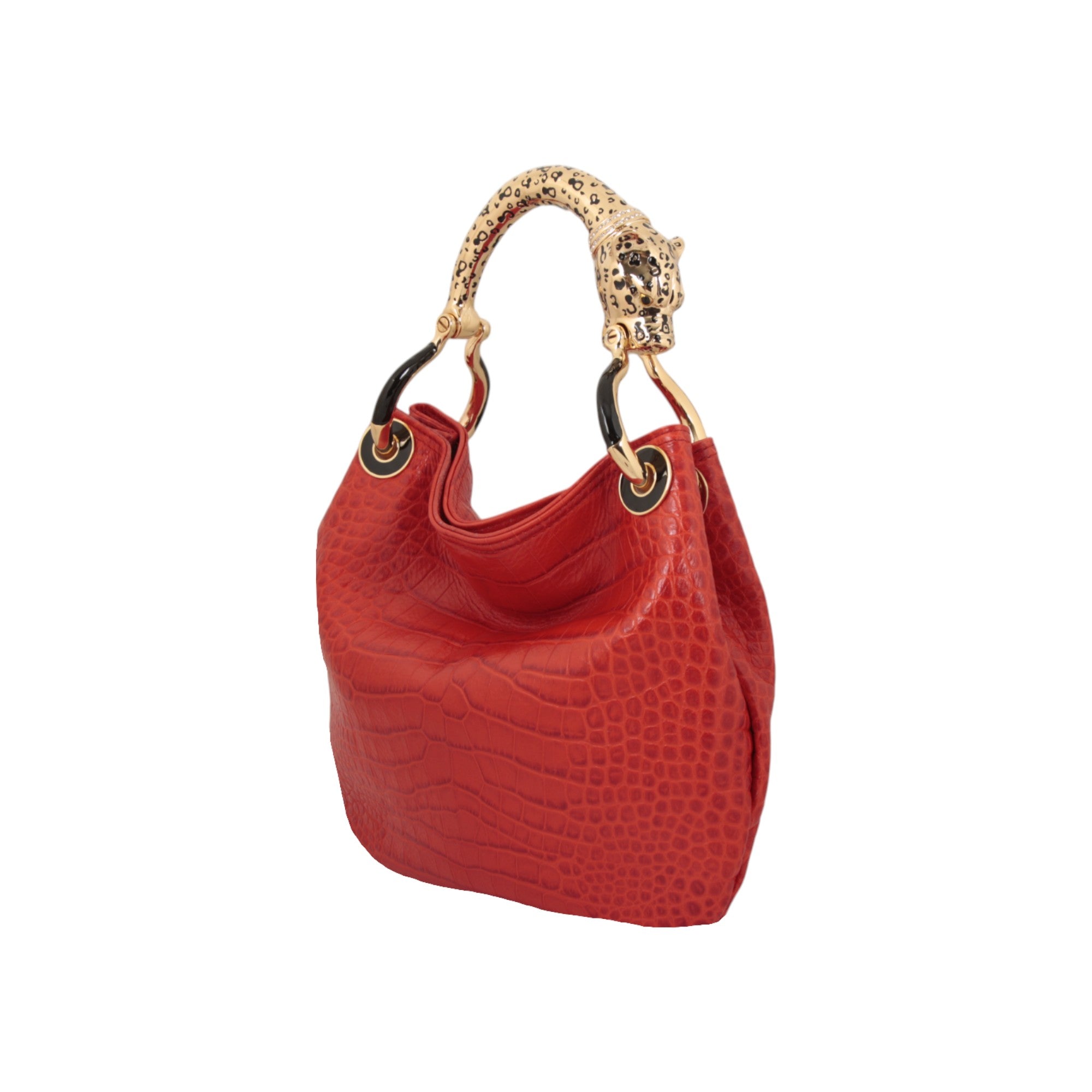 JAGUAR SMALL HANDBAG IN RED PRINTED LEATHER