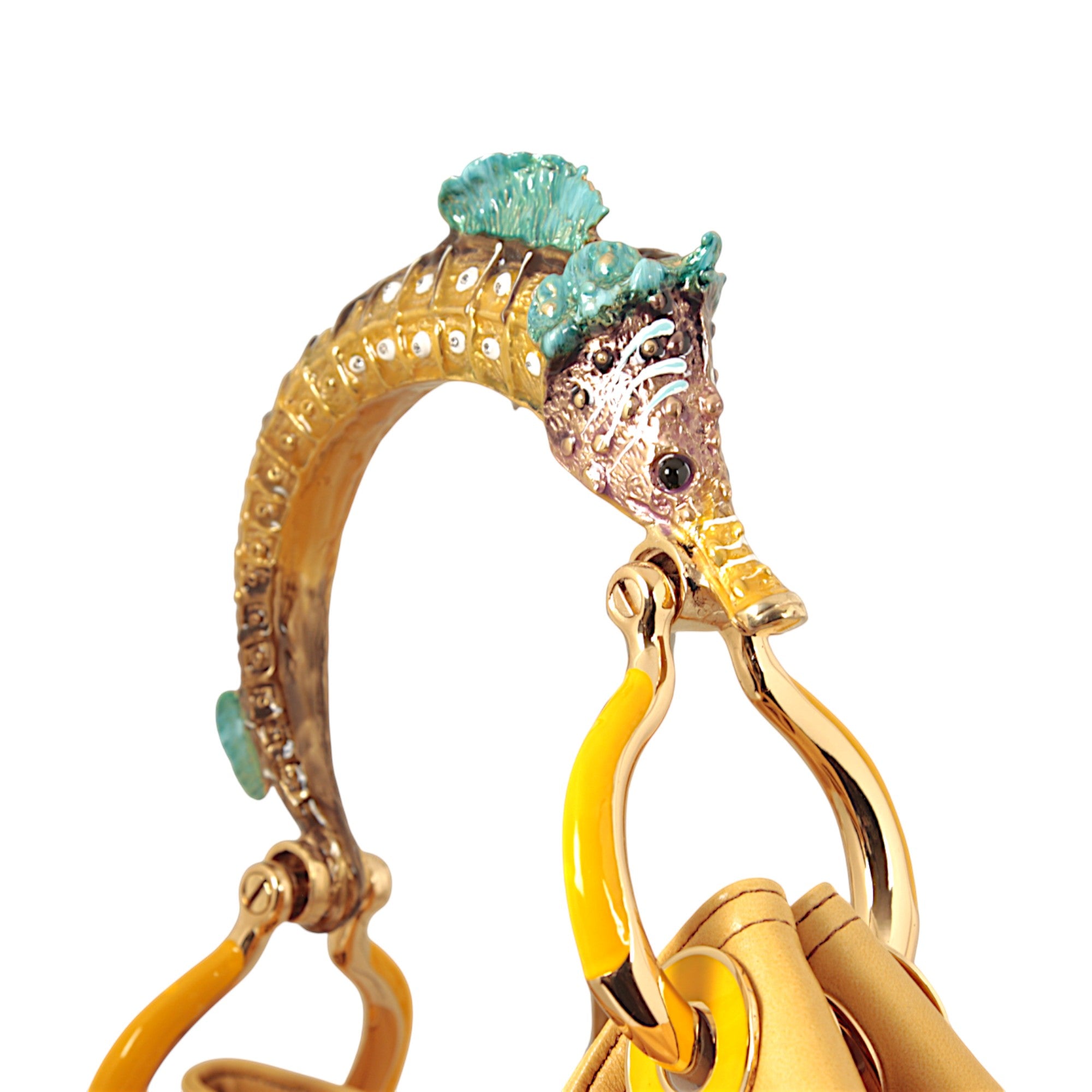 MULTICOLOR SEAHORSE SMALL BAG WITH YELLOW HIGH QUALITY LEATHER