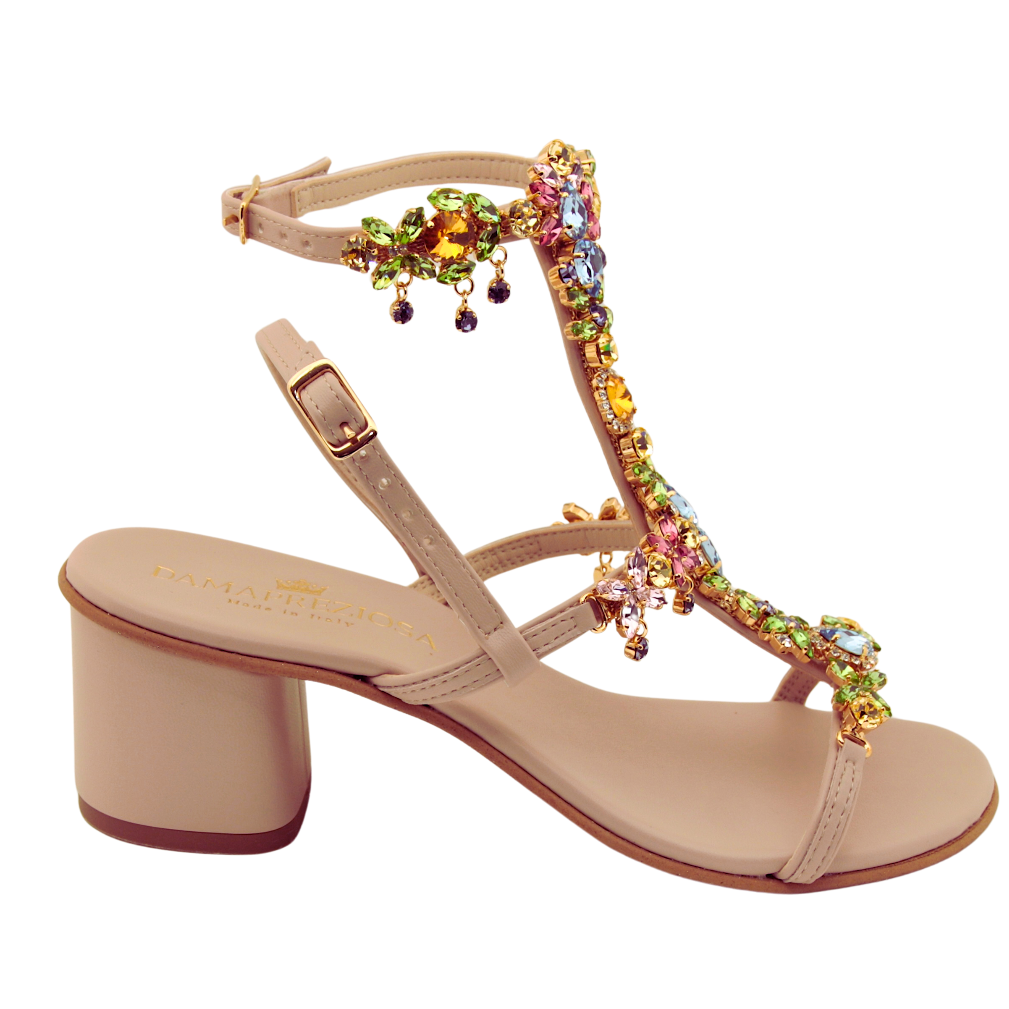 Matilde Multicolor High Hill Jeweled Sandals