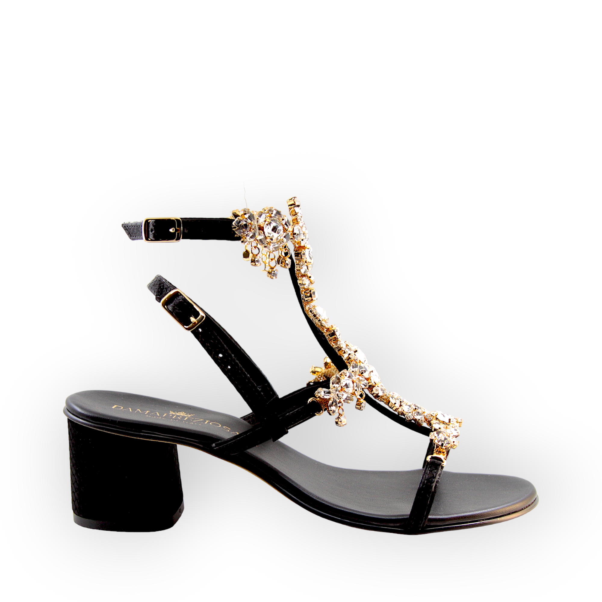 Matilde Black Jewel Sandal with Crystals