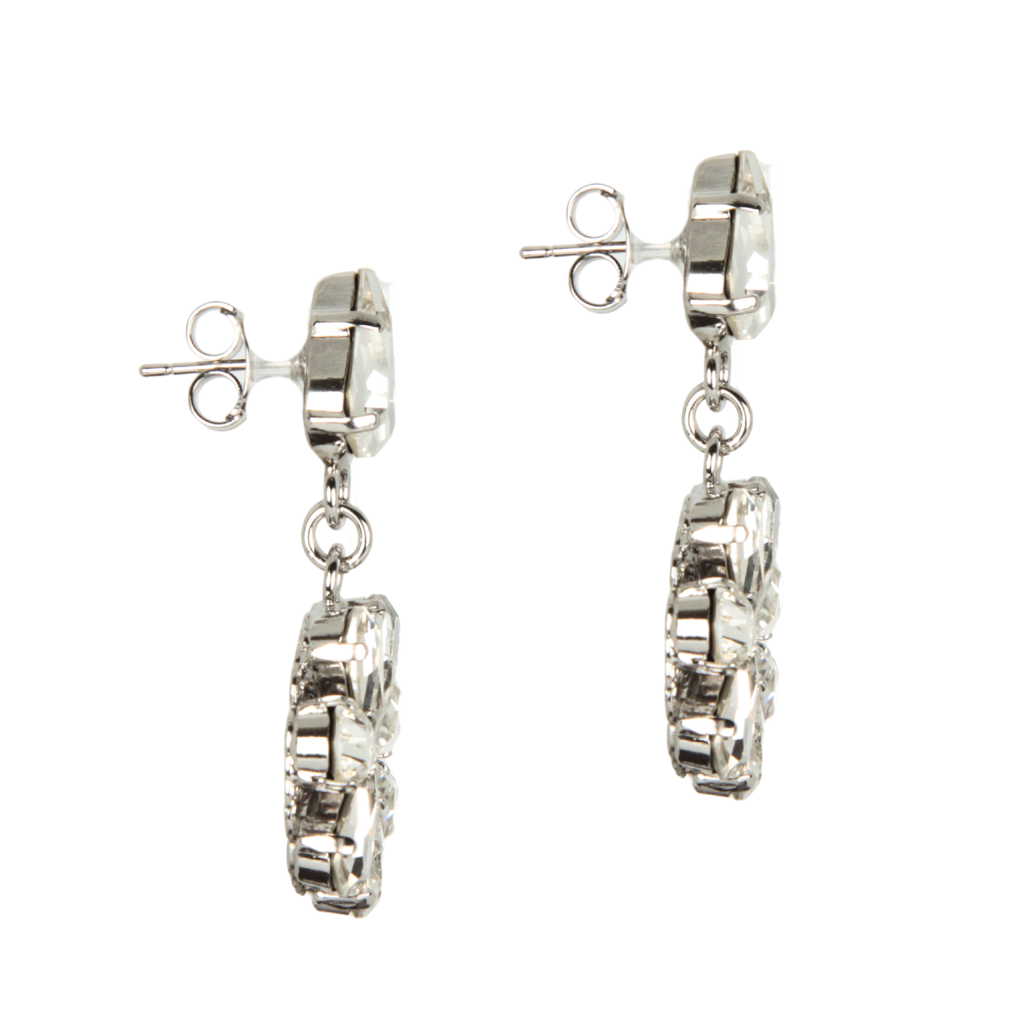 Orecchini pendenti a forma di margherita con gocce di cristallo di zaffiro e acquamarina