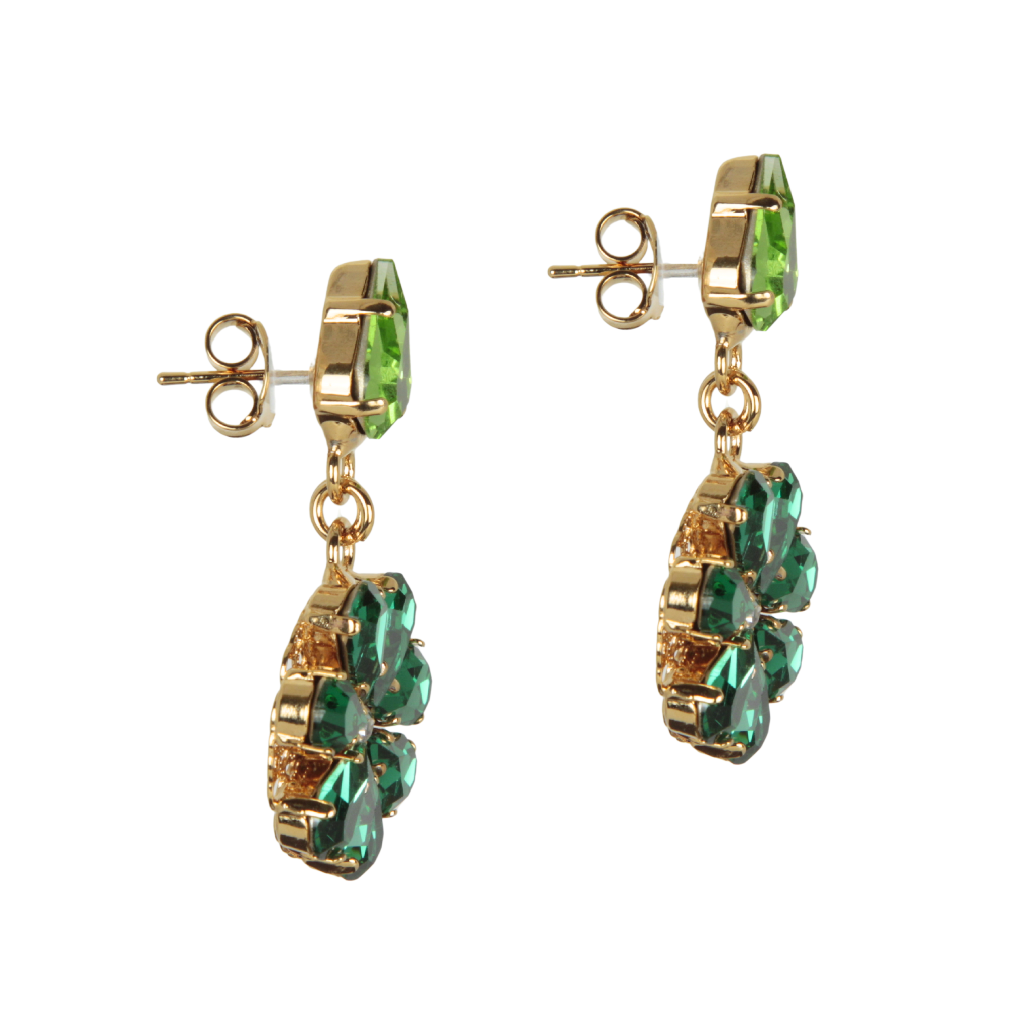 Orecchini pendenti a forma di margherita con gocce di cristallo di zaffiro e acquamarina