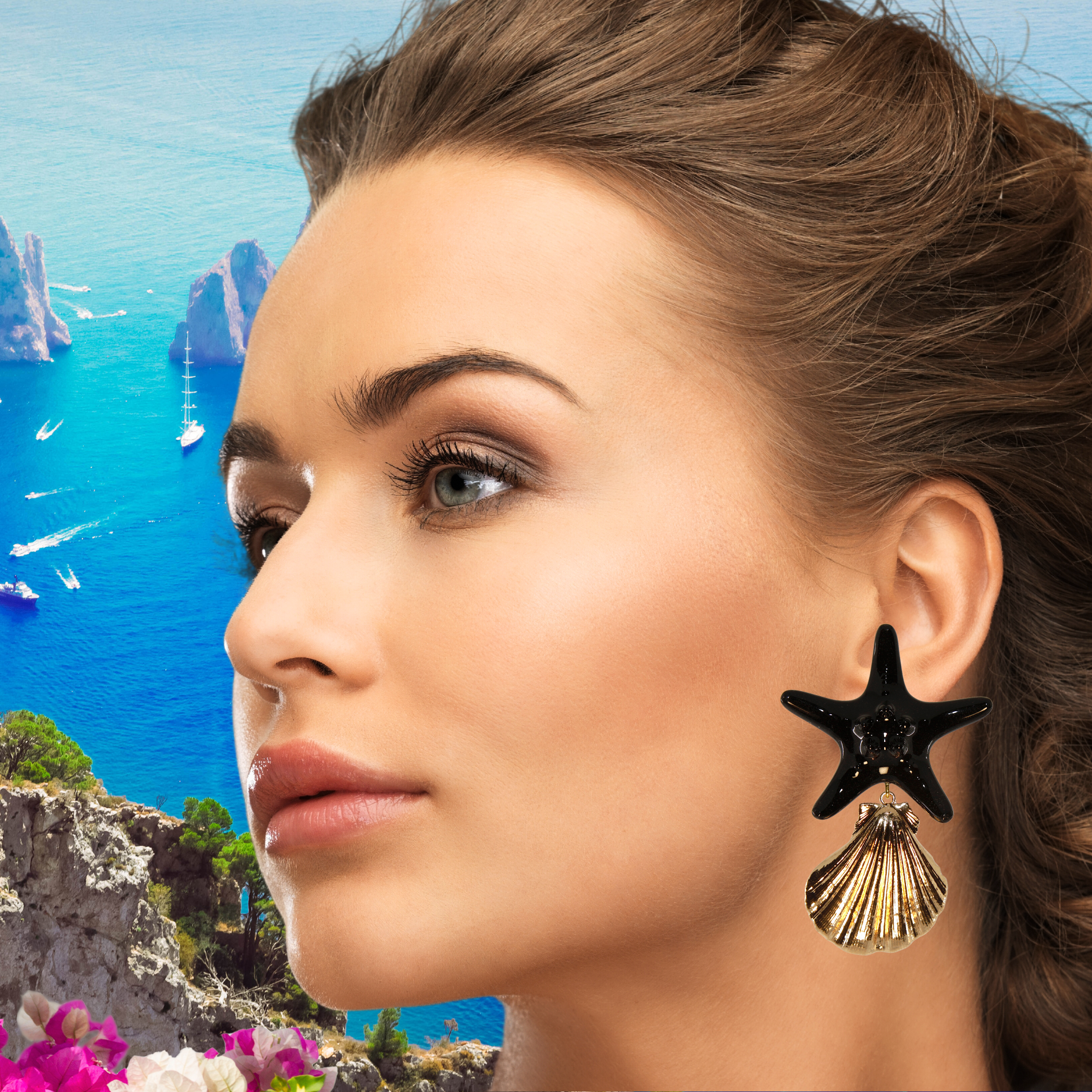 BLACK STARFISH EARRINGS