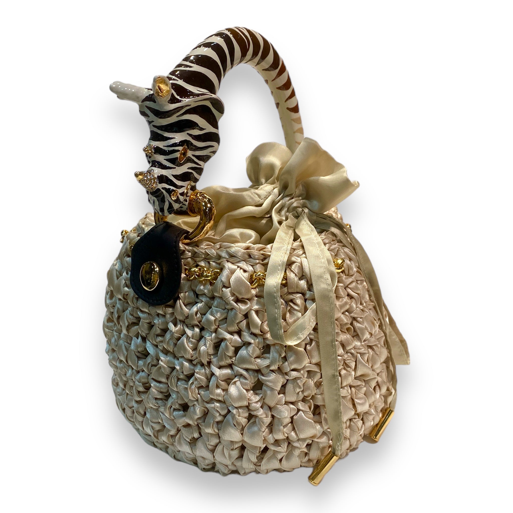Bucket with Handle Ornated with Enameled Rhinoceros Made in Italy