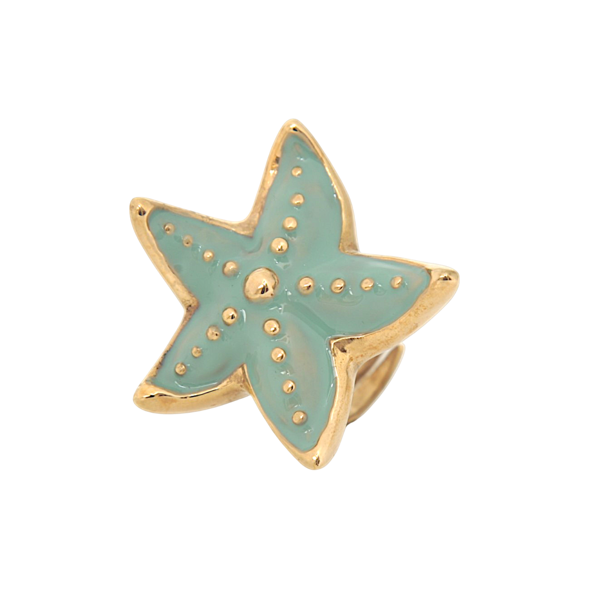 Starfish jewel ring in hand-enamelled 24 kt gold plated brass, Made in Italy