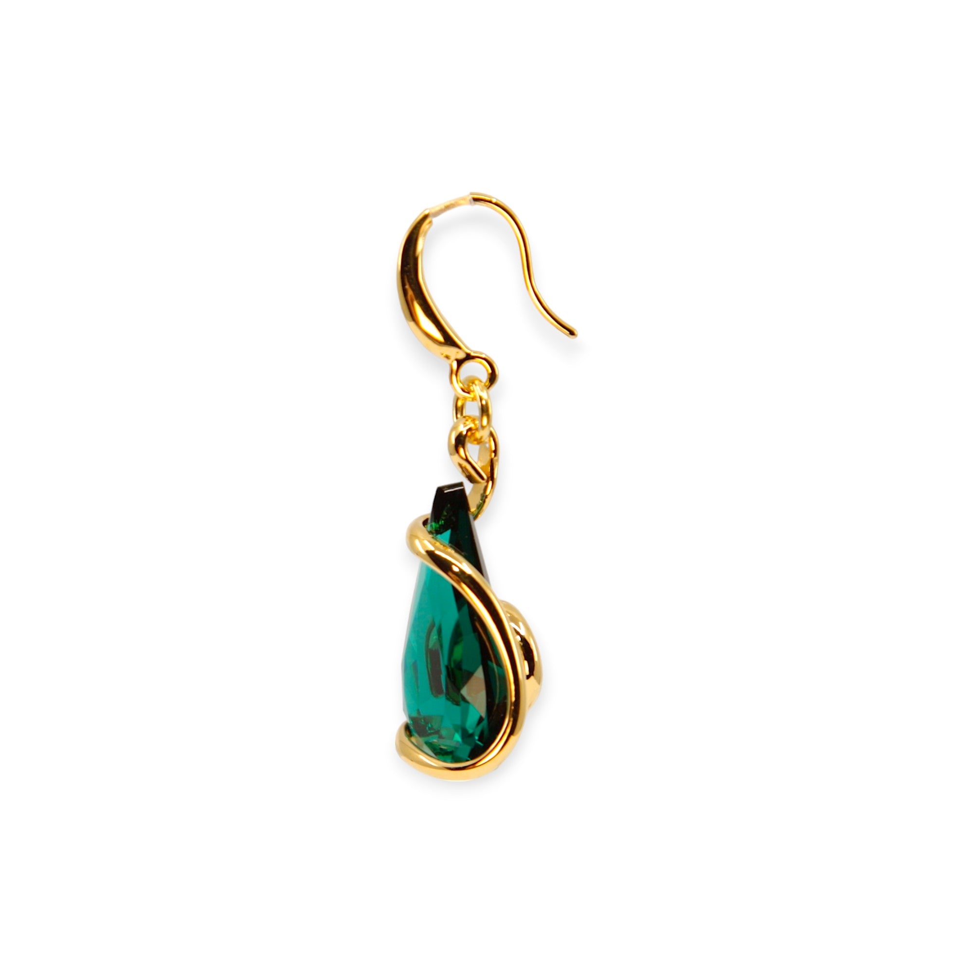 GREEN EMERALD MINI DROP CRYSTAL EARRINGS