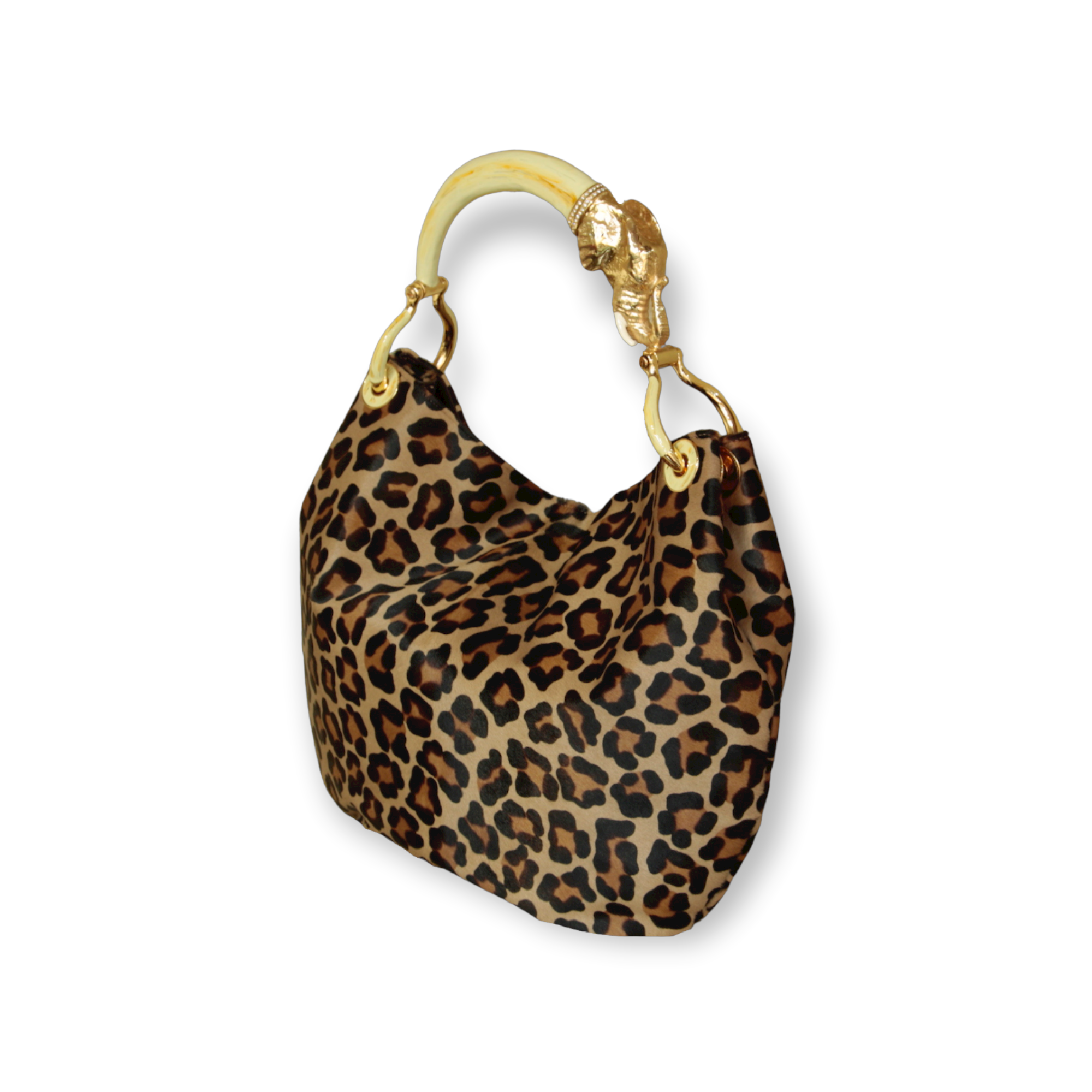 ELEPHANT WITH LEOPARD-PRINT PONY HAIR HANDBAG