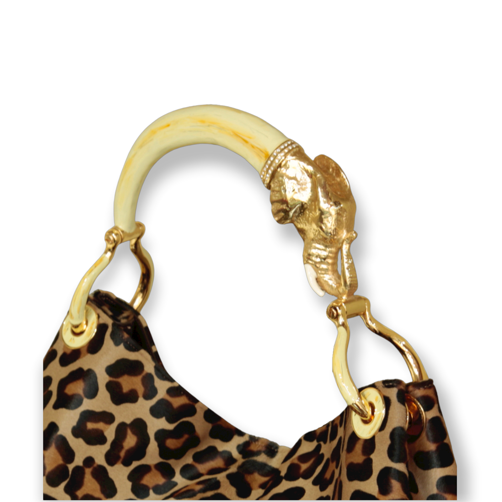 ELEPHANT WITH LEOPARD-PRINT PONY HAIR HANDBAG