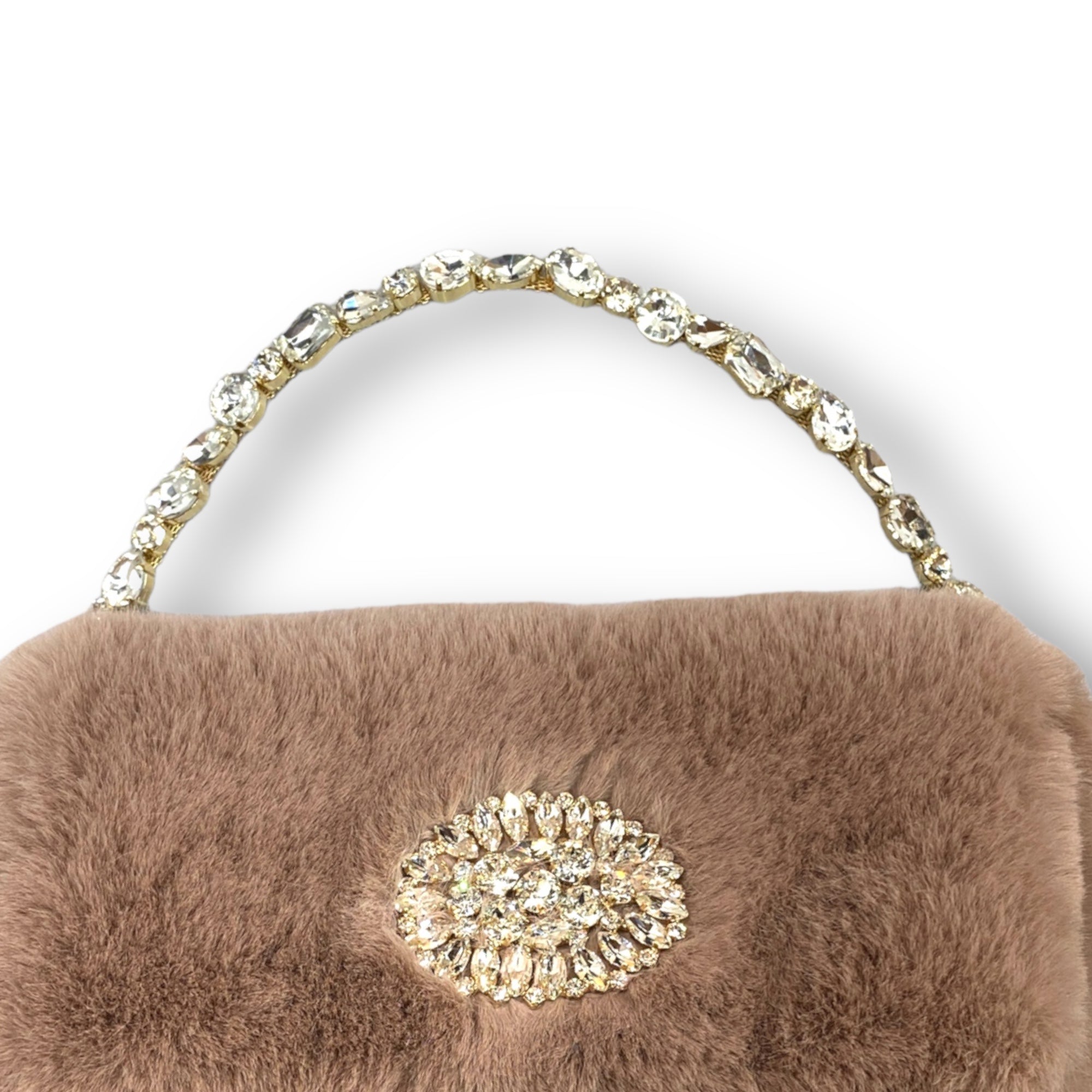 Victoria  handbag in nude pink faux fur