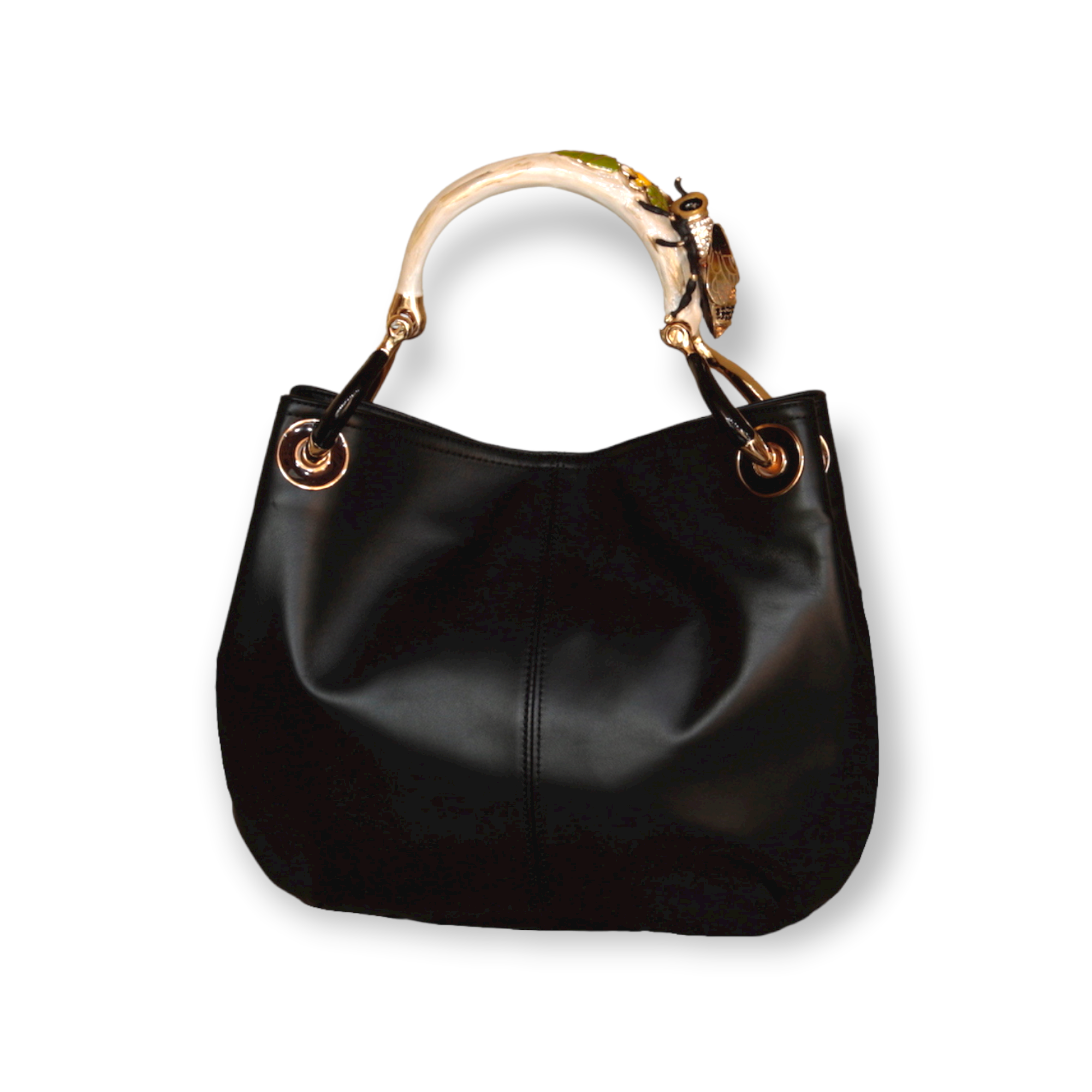 BEE SMALL BAG WITH BLACK VEGAN LEATHER