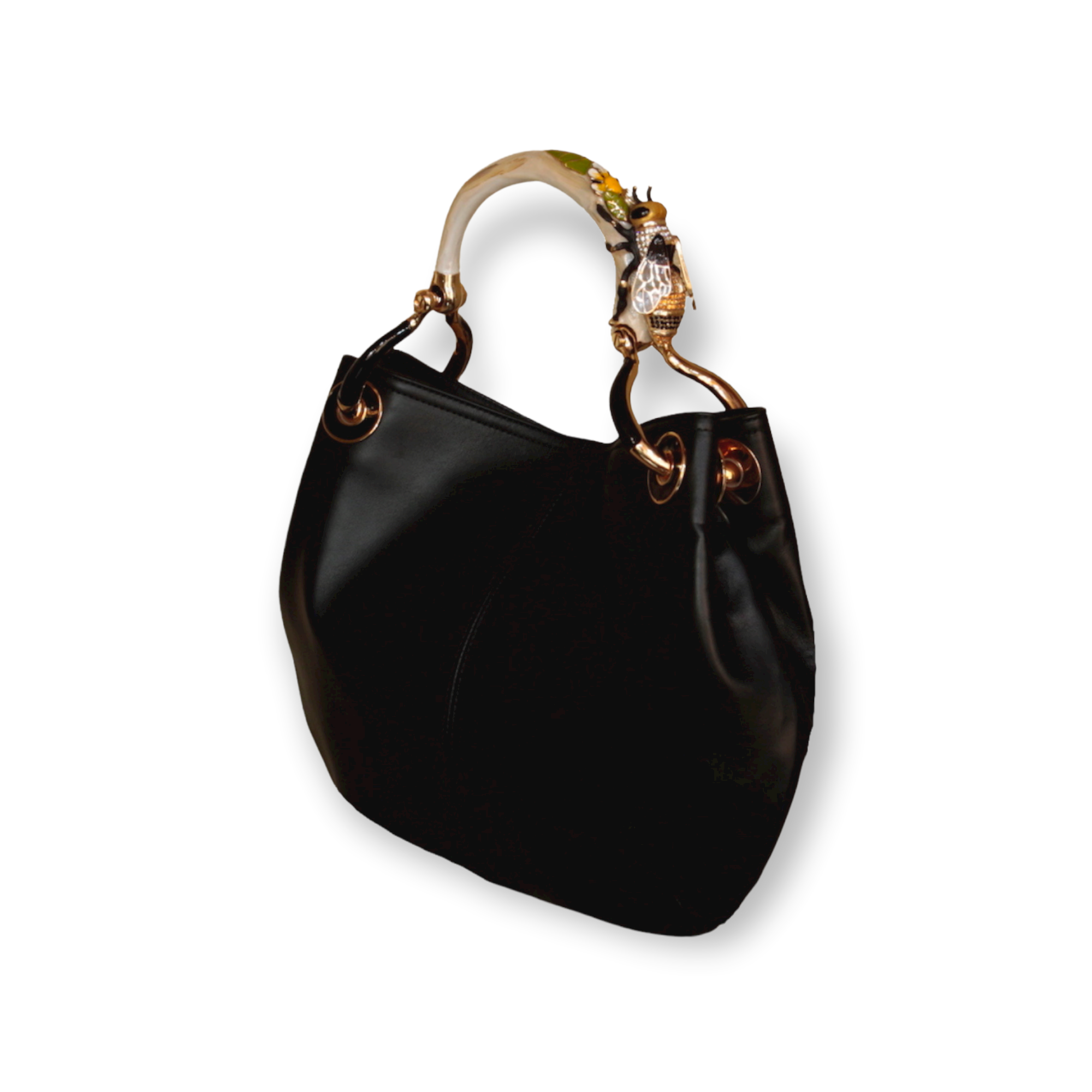 BEE SMALL BAG WITH BLACK VEGAN LEATHER