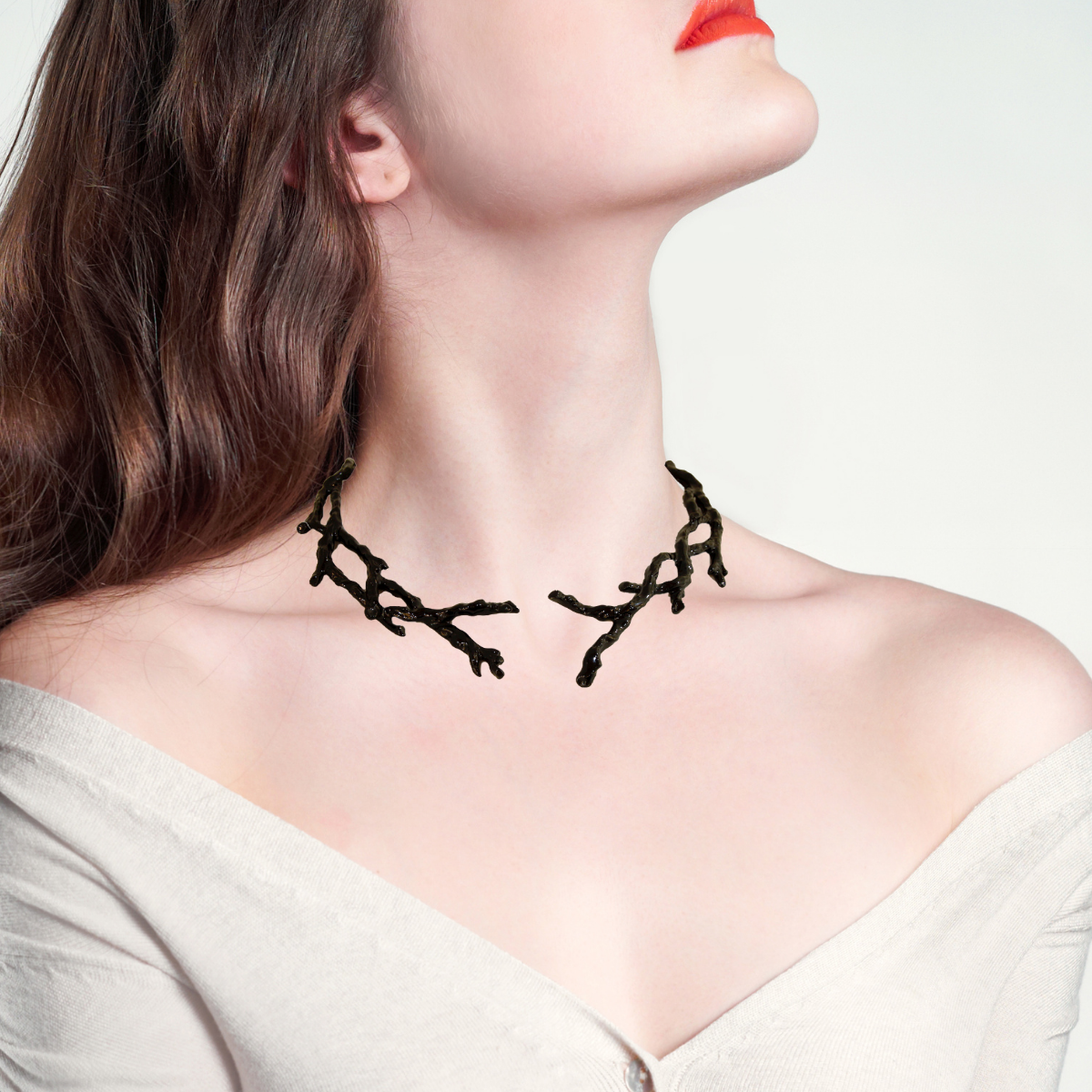 Necklace coral-shaped black small
