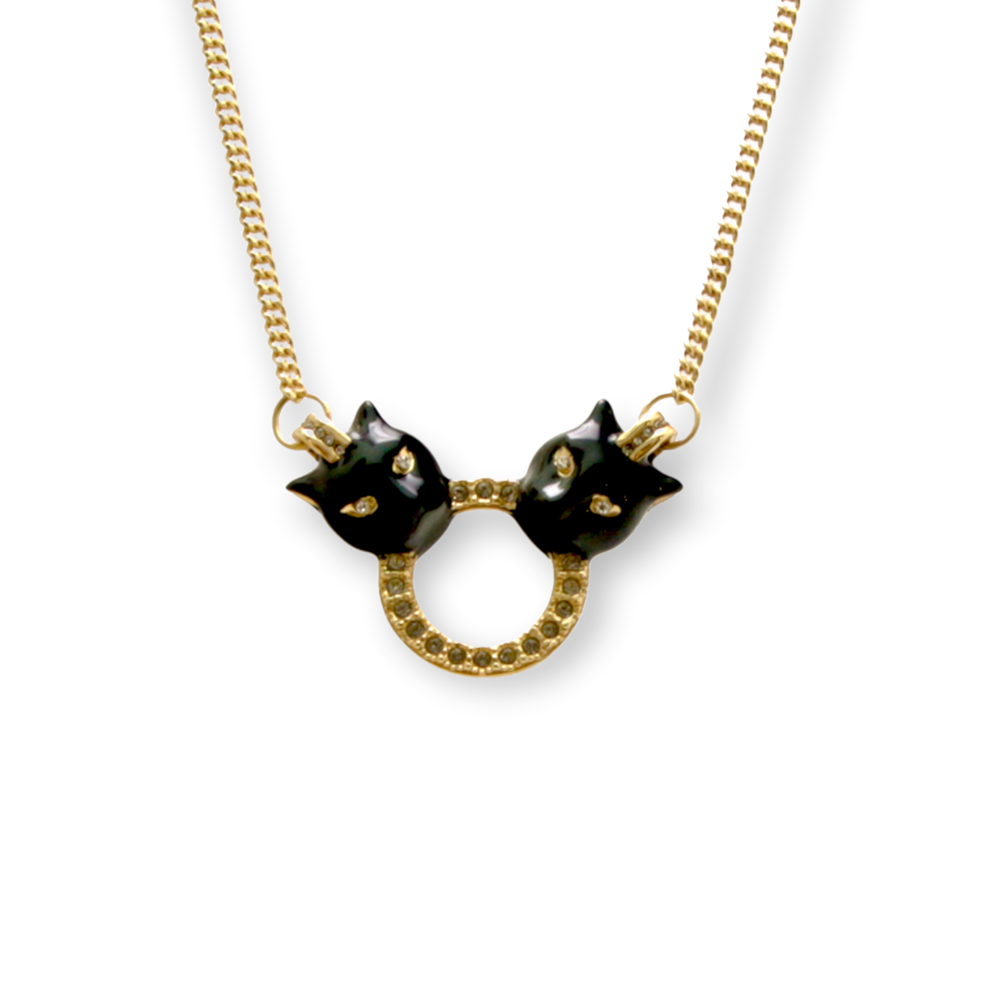 DOUBLE BLACK PANTHER NECKLACE MICRO