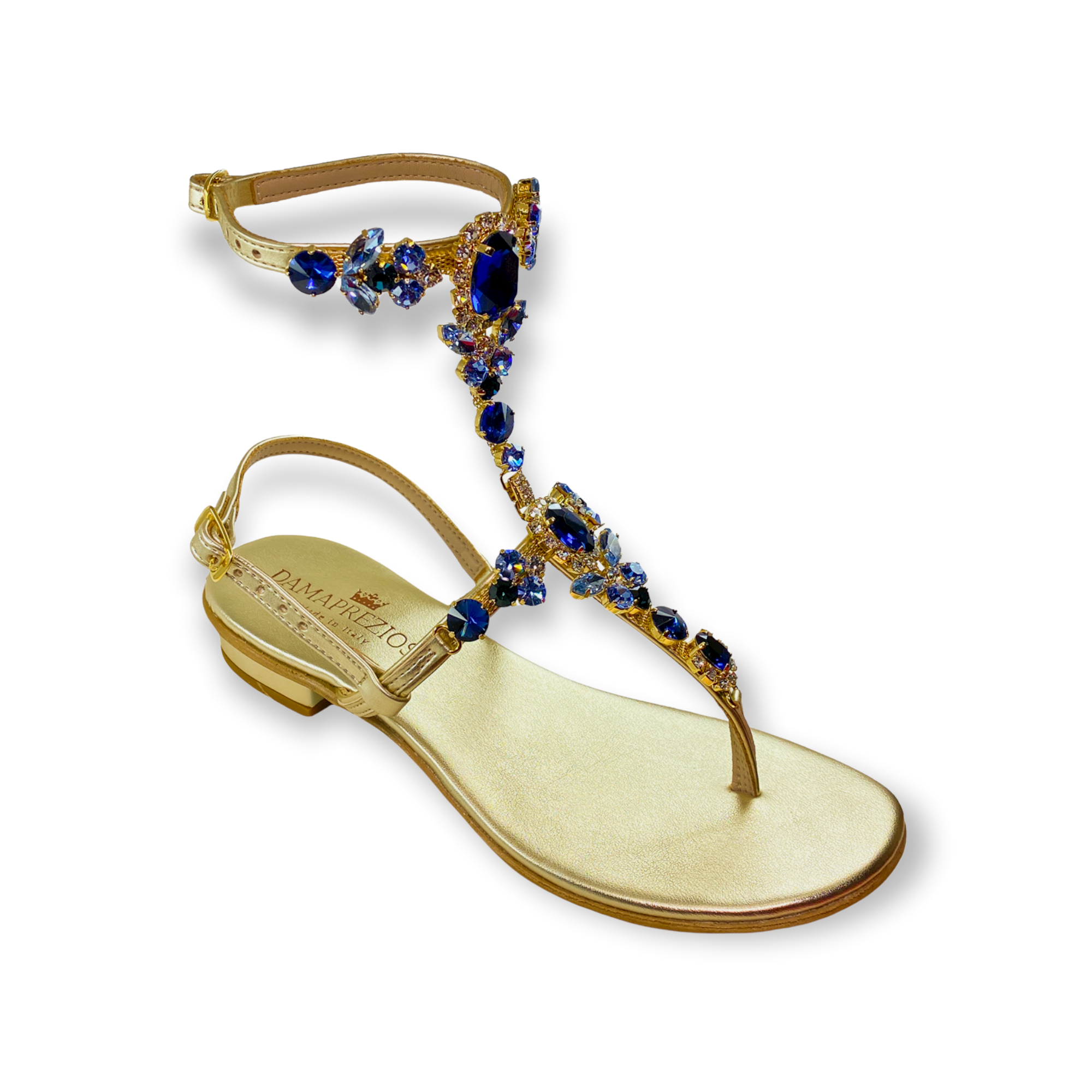 Lucrezia blue-crystal flat jewel sandal