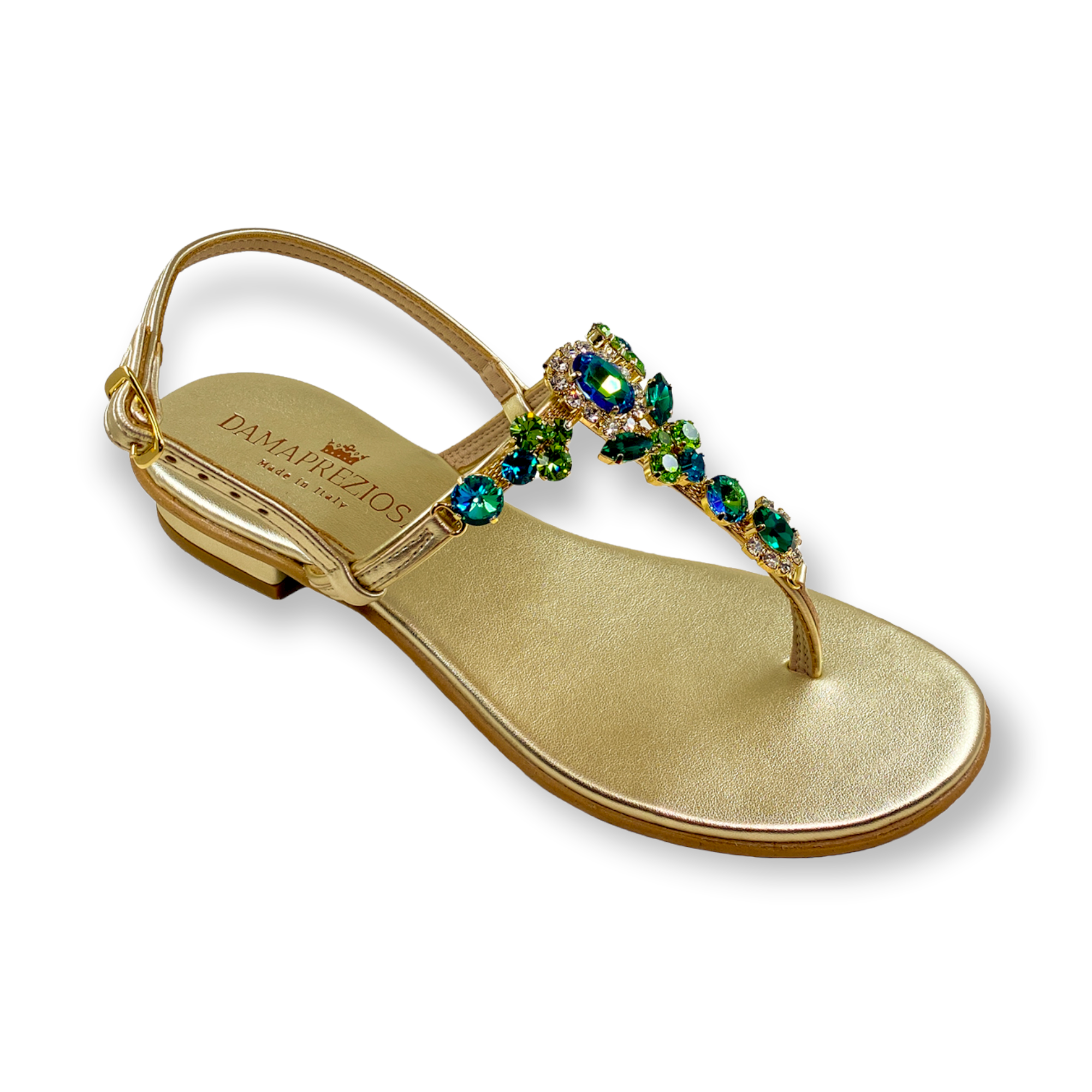 Lucrezia green-crystal flat jewel sandal