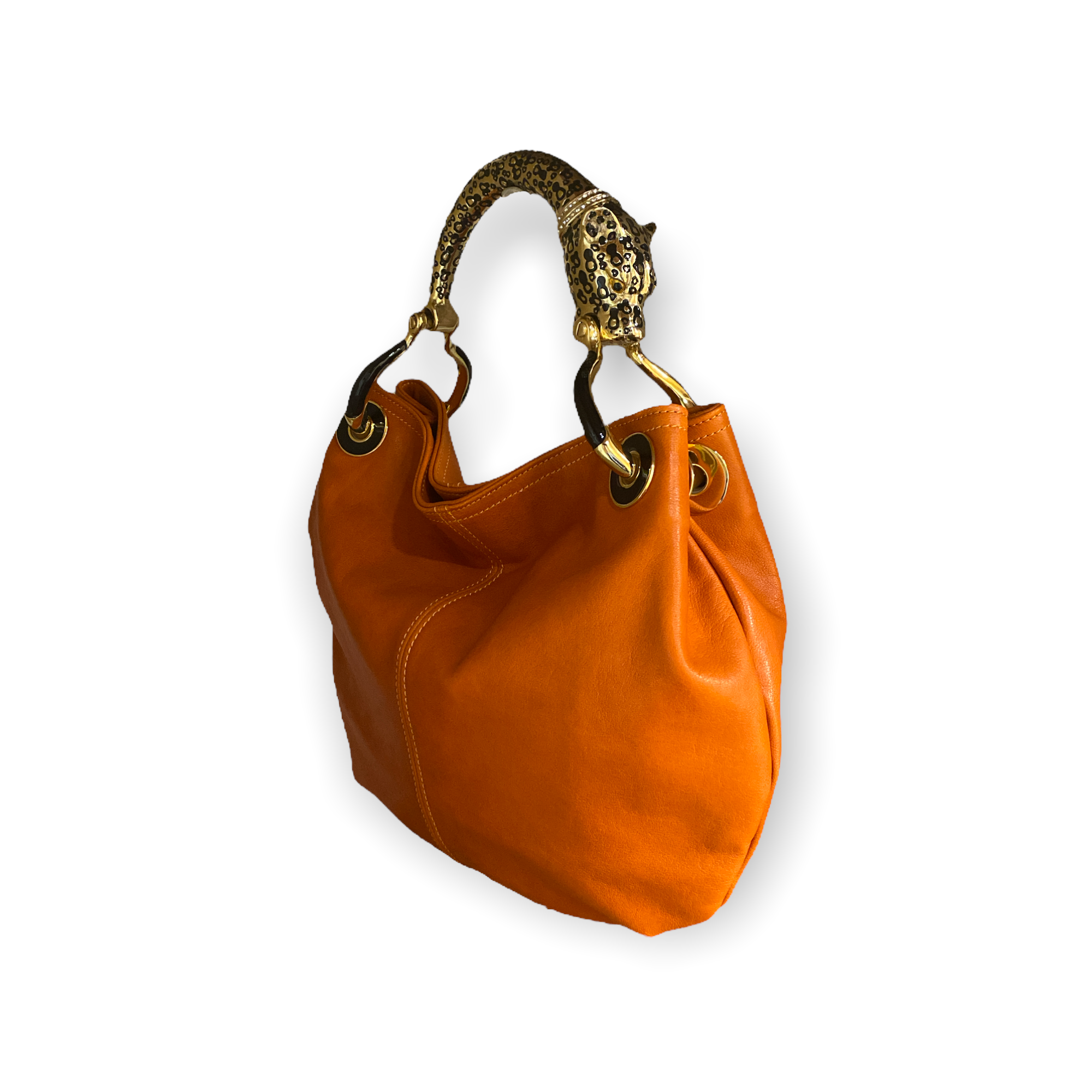 BOLSO PEQUEÑO JAGUAR DE PIEL NAPPA NARANJA