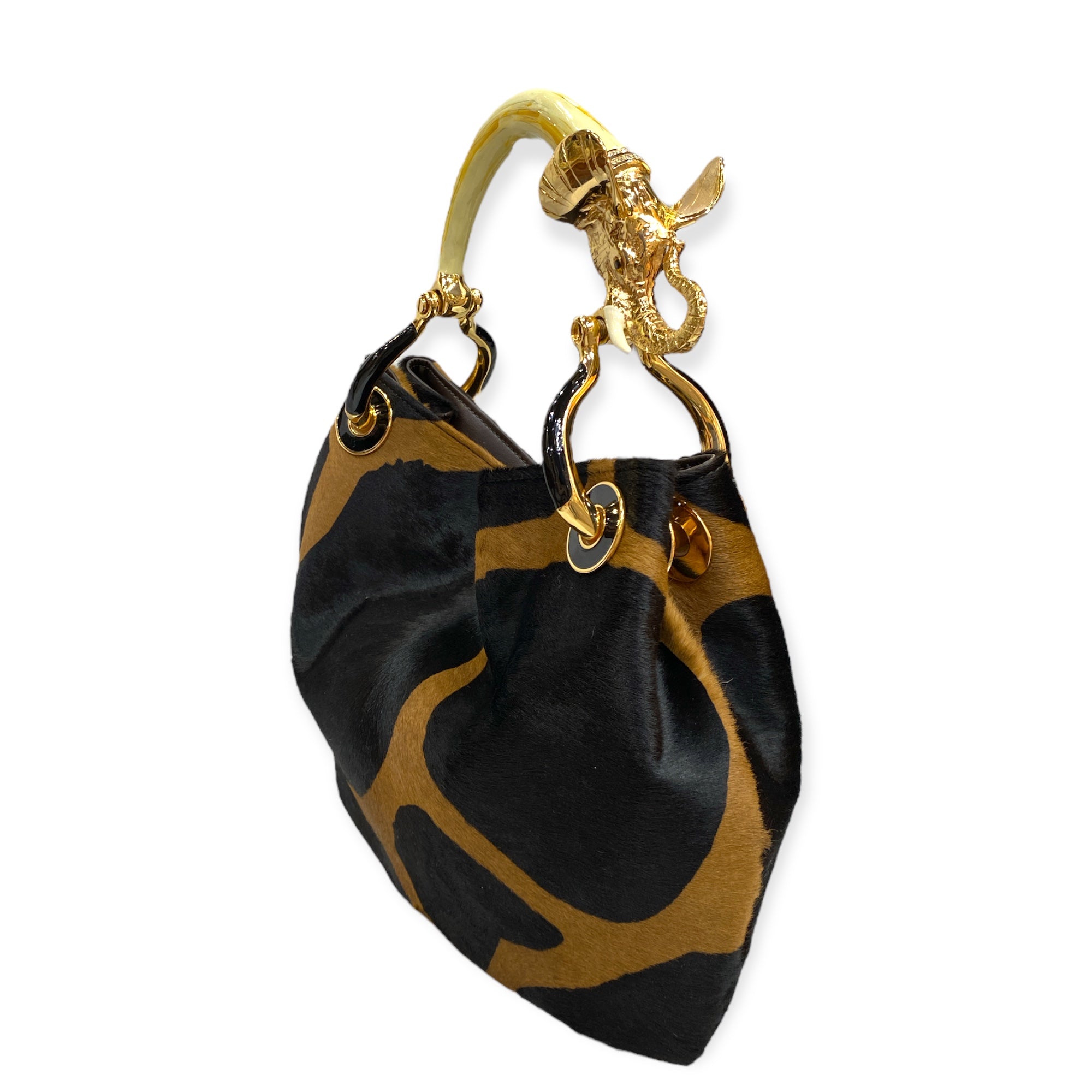 ELEPHANT SMALL BAG WITH GIRAFFA-PRINT PONY HAIR SMALL HANDBAG Creart2