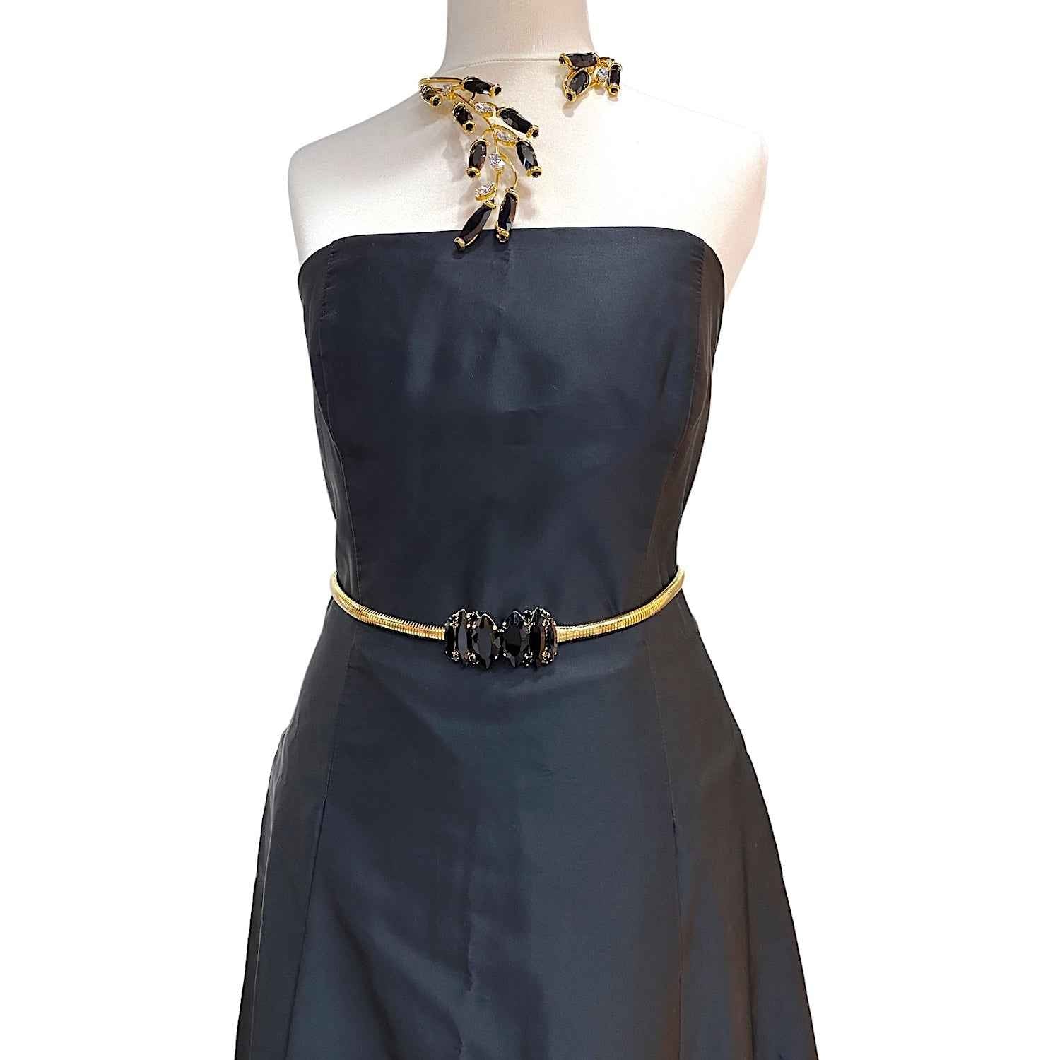 Cinturón Matilde con hebilla joya en cristales negros