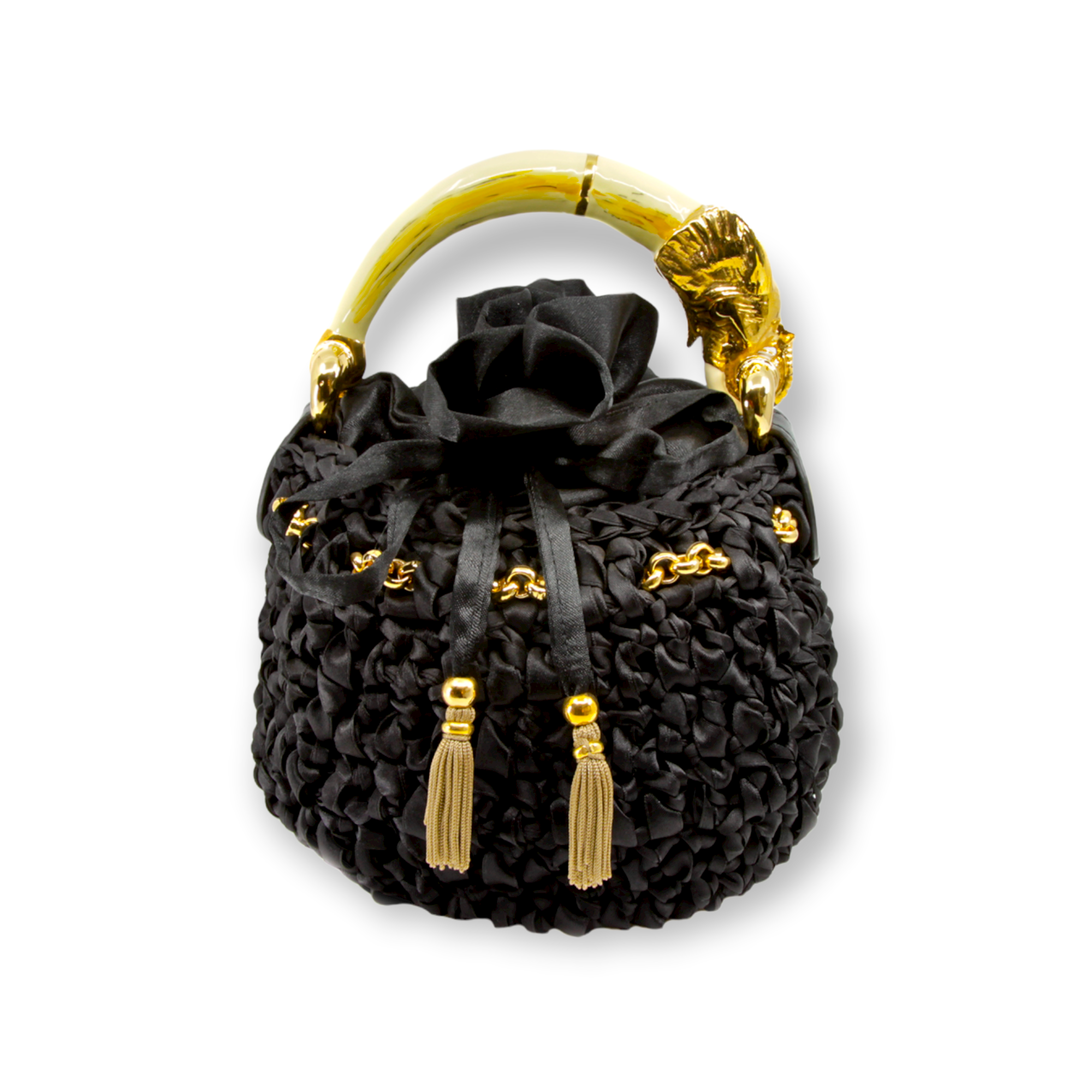 BLACK BUCKET WITH ELEPHANT HANDLE