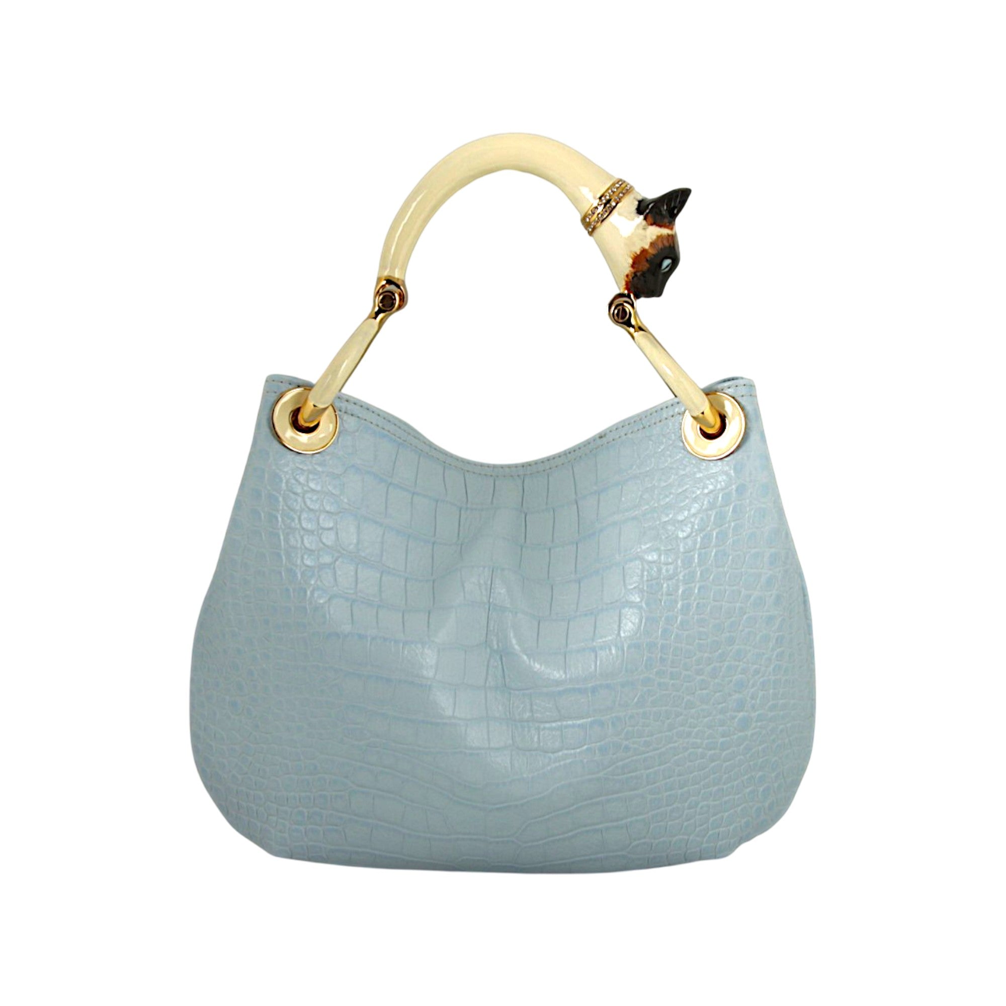 BOLSO PEQUEÑO BLACK CAT DE PIEL CON ESTAMPADO DE COCODRILO NEGRO