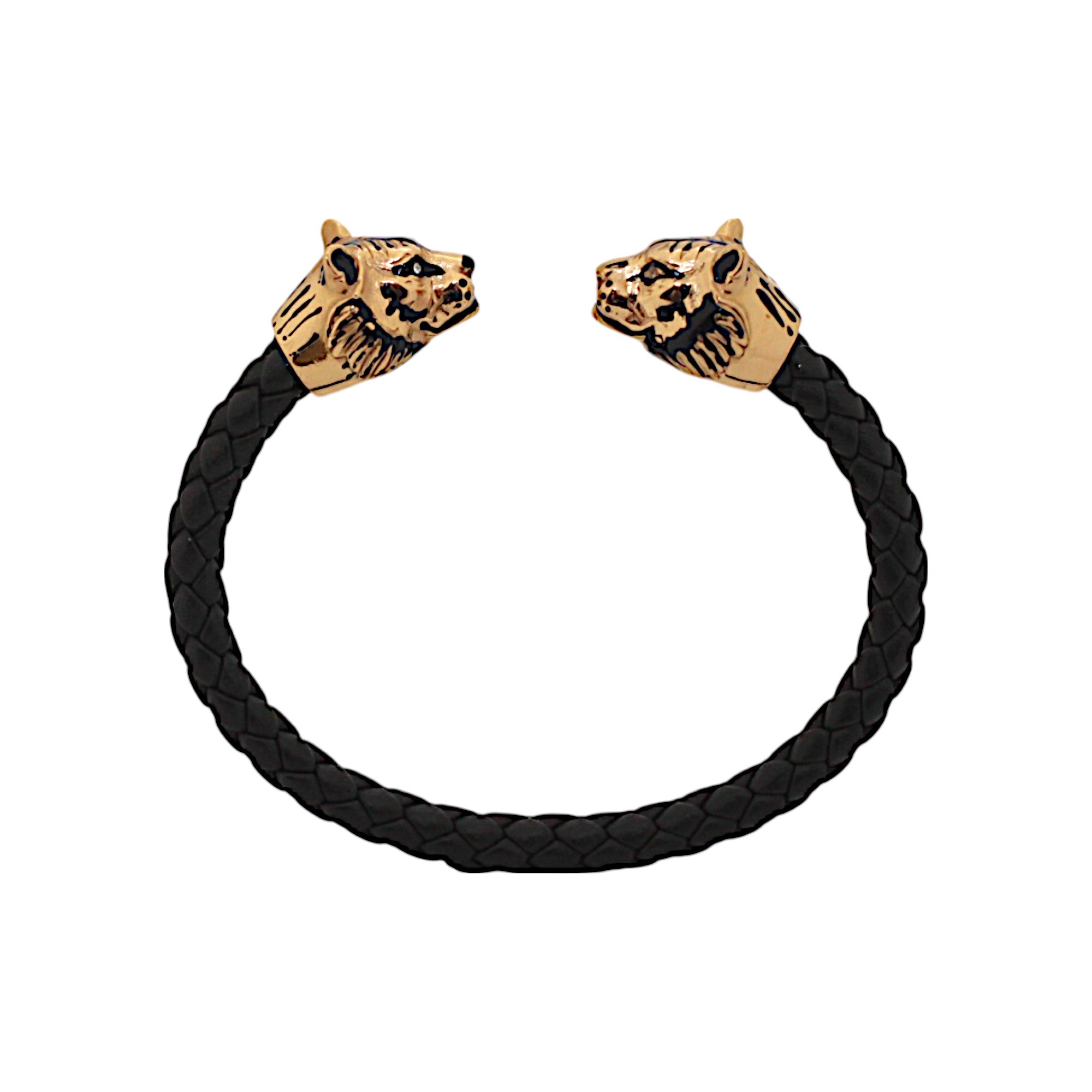 TIGER  MICRO BRACELET IN BRAIDED BLACK LEATHER