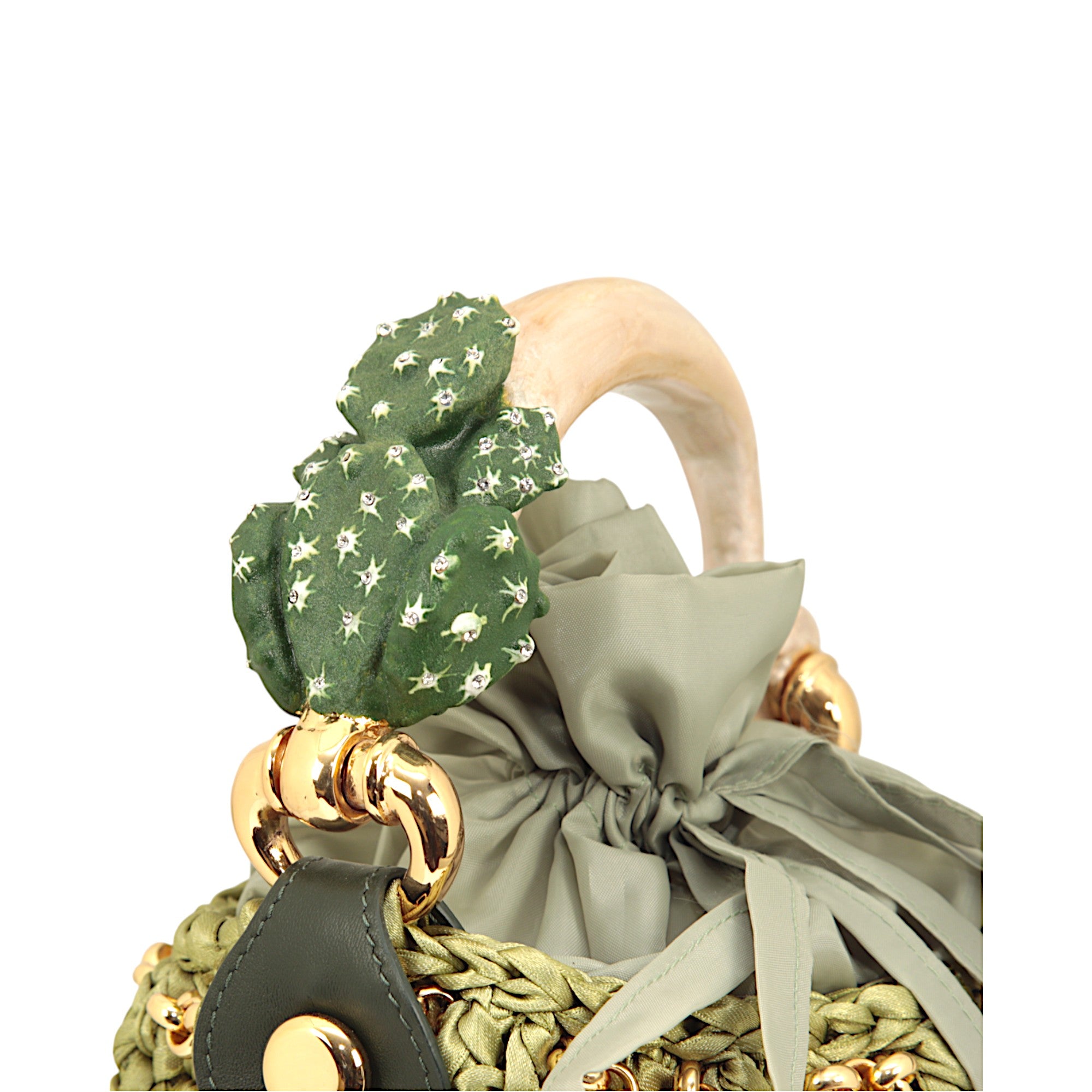 Bucket with Handle Ornate with Enameled cactus shape