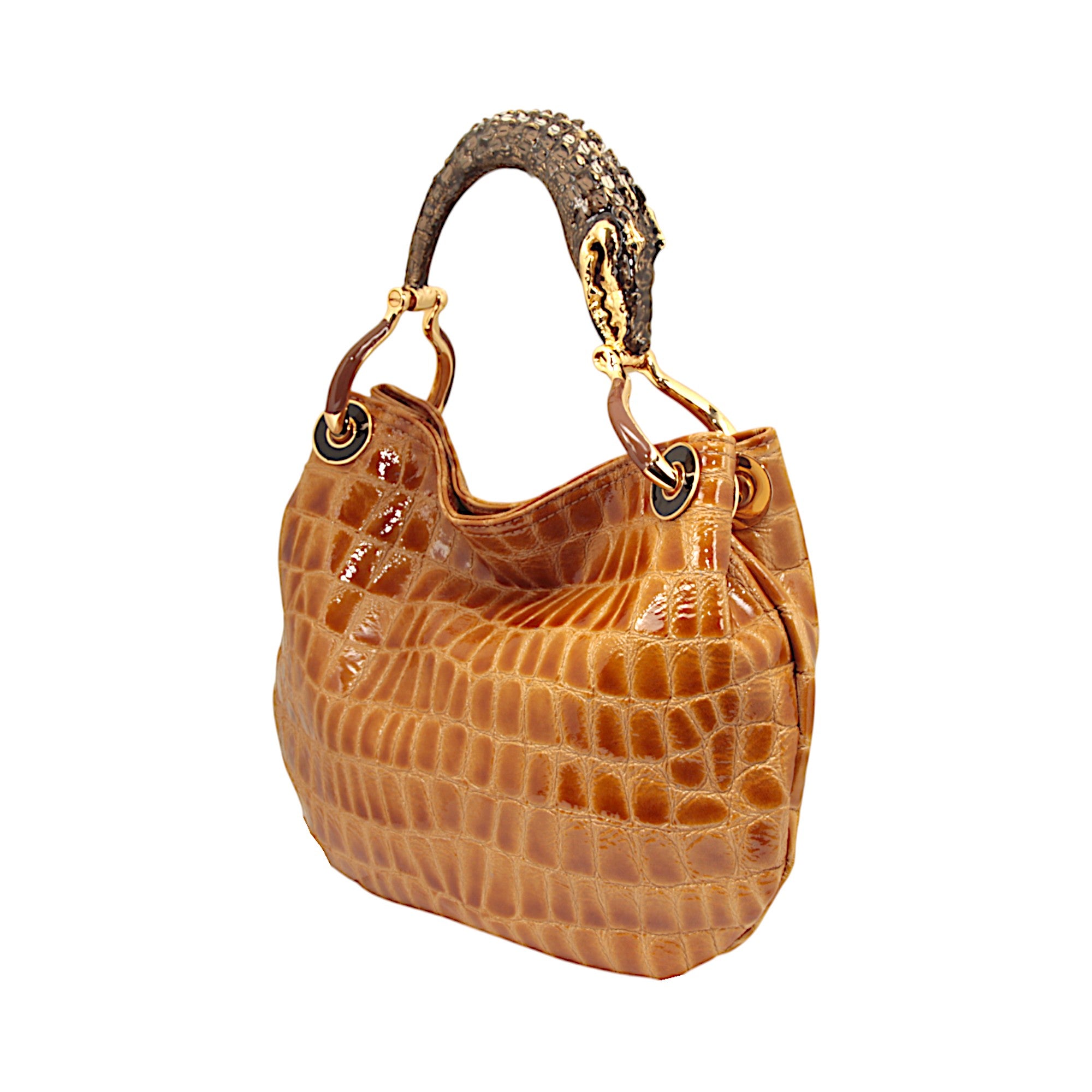 CROCODILE HANDBAG WITH CROCO PRINTED LEATHER