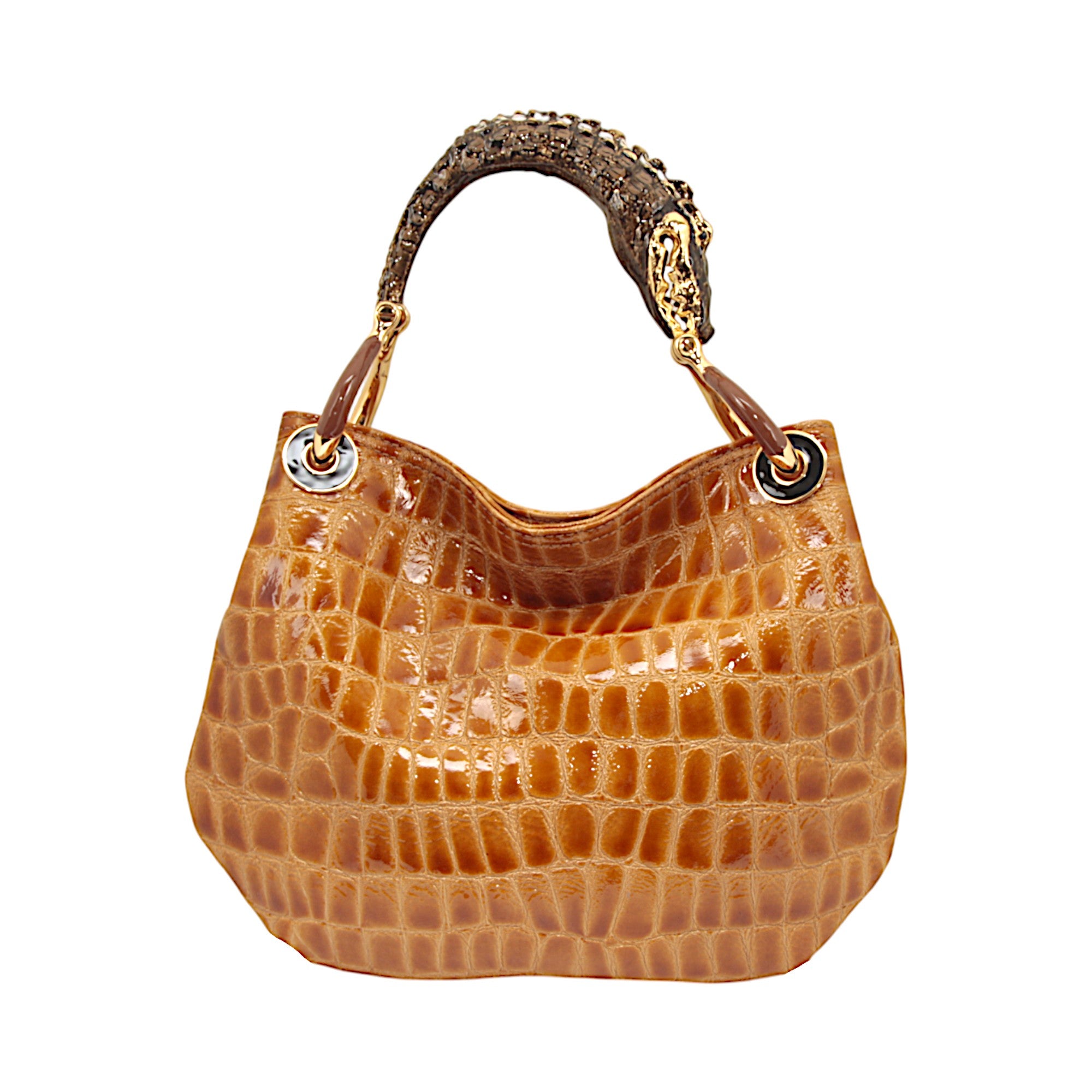 CROCODILE HANDBAG WITH CROCO PRINTED LEATHER
