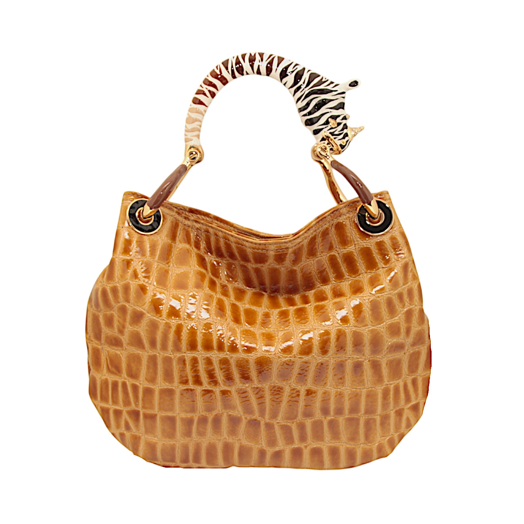 RHINO SMALL HANDBAG WITH CROCO PRINTED LEATHER