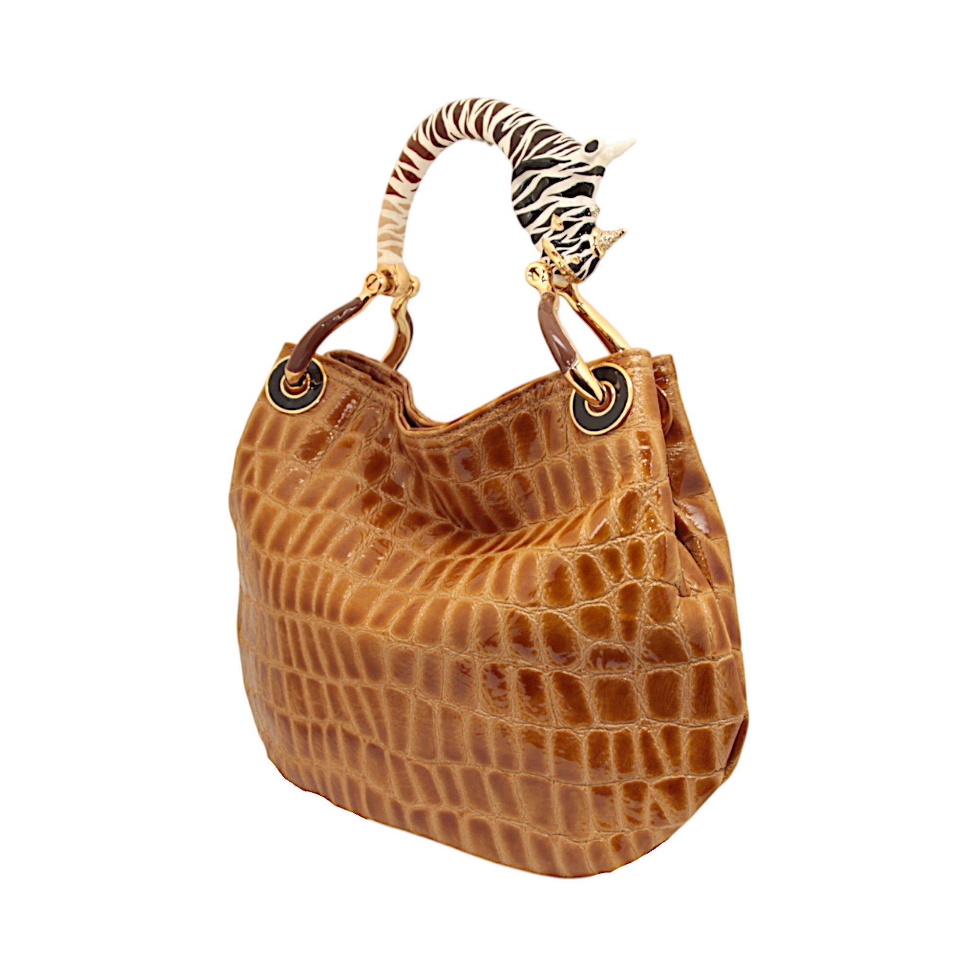 RHINO SMALL HANDBAG WITH CROCO PRINTED LEATHER