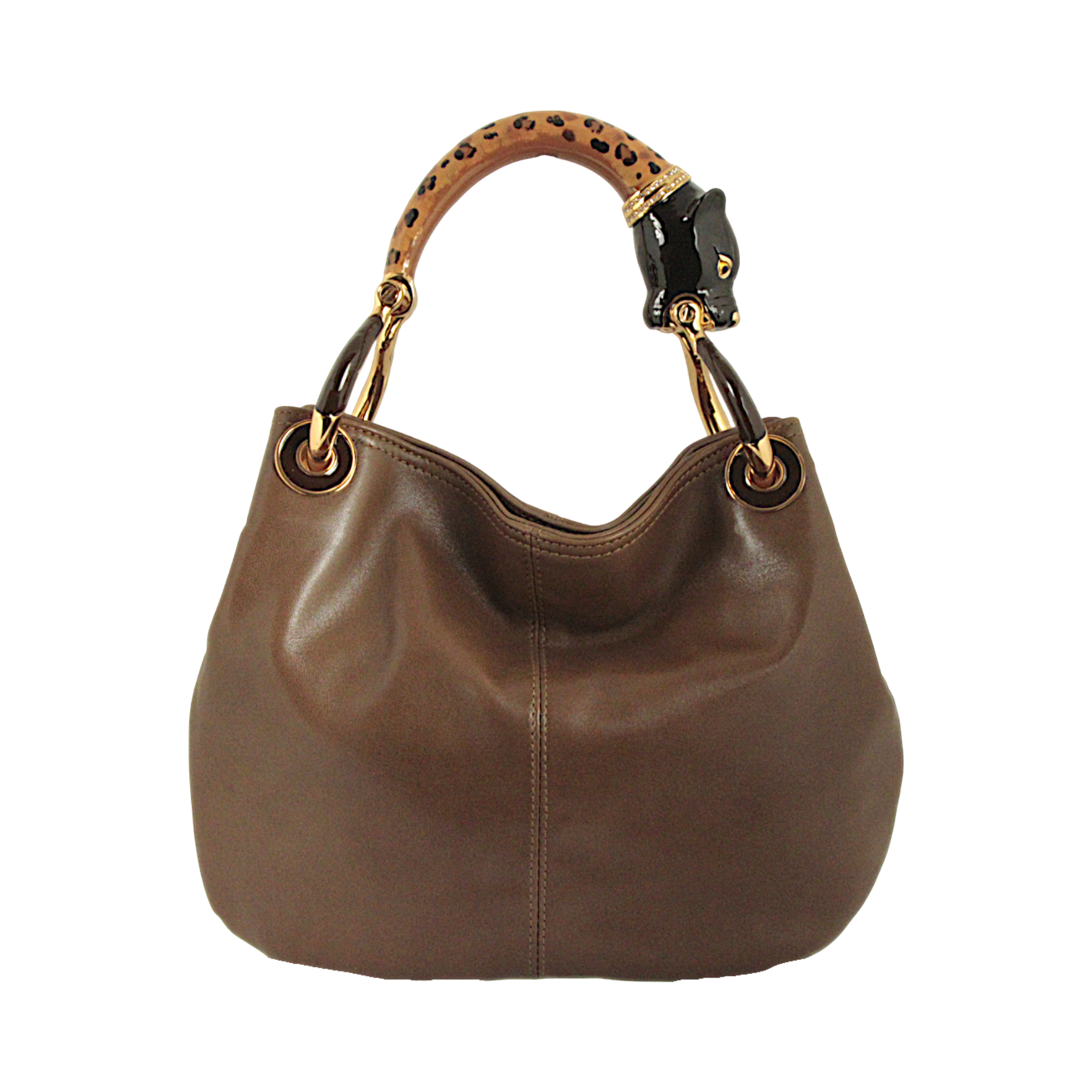 LEOPARD SMALL HANDBAG  WITH BROWN HIGHT QUALITY LEATHER