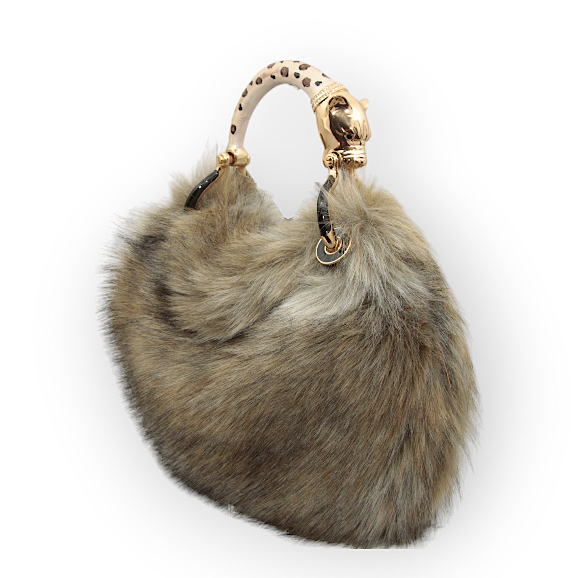 LEOPARD SMALL HANDBAG  IN FAUX FUR