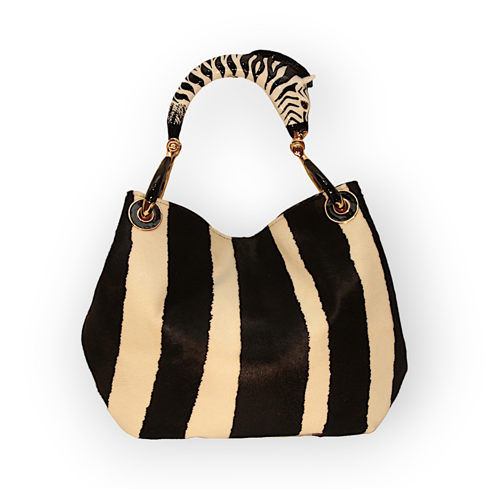 ZEBRA SMALL HANDBAG  IN PONY-EFFECT LEATHER