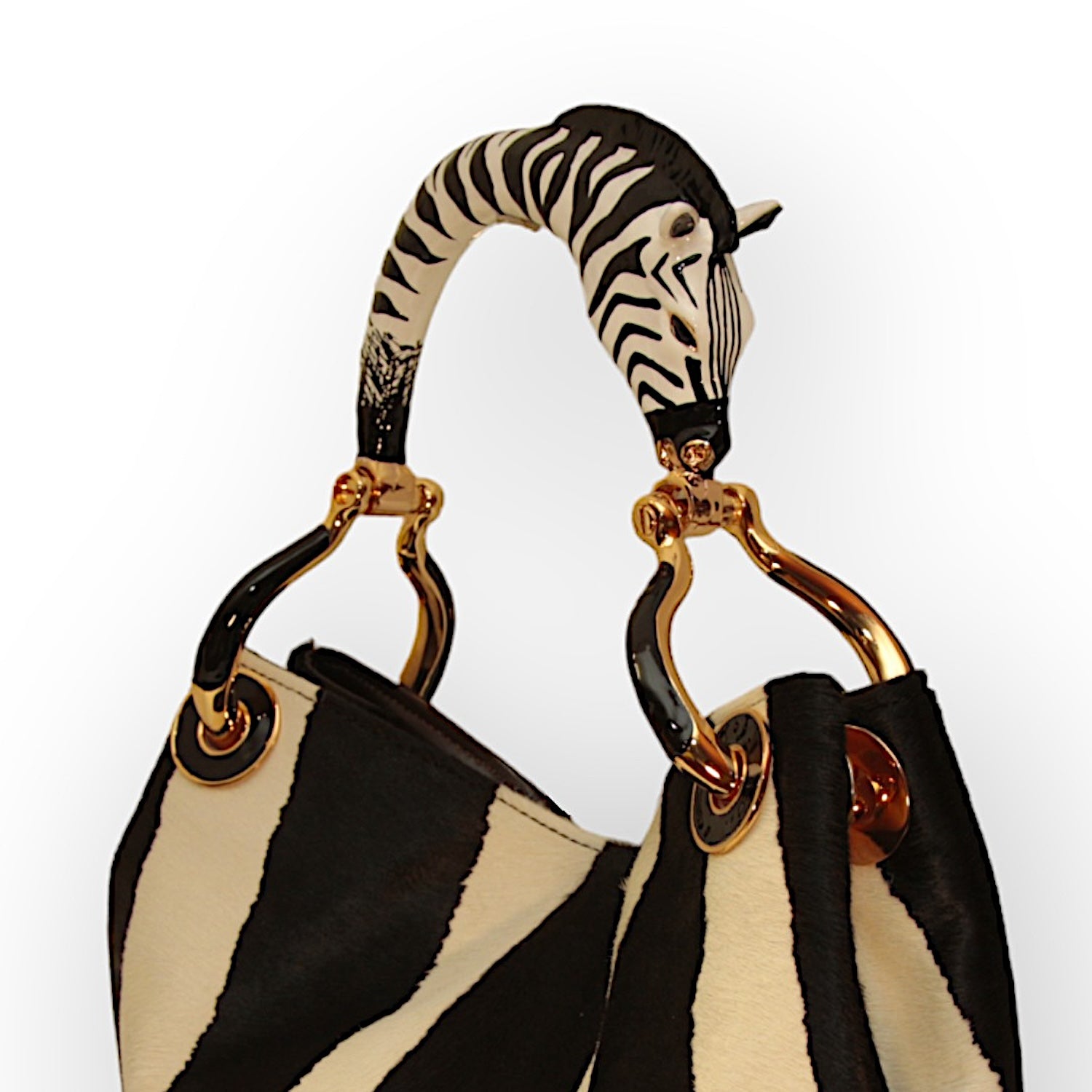 ZEBRA SMALL HANDBAG  IN PONY-EFFECT LEATHER