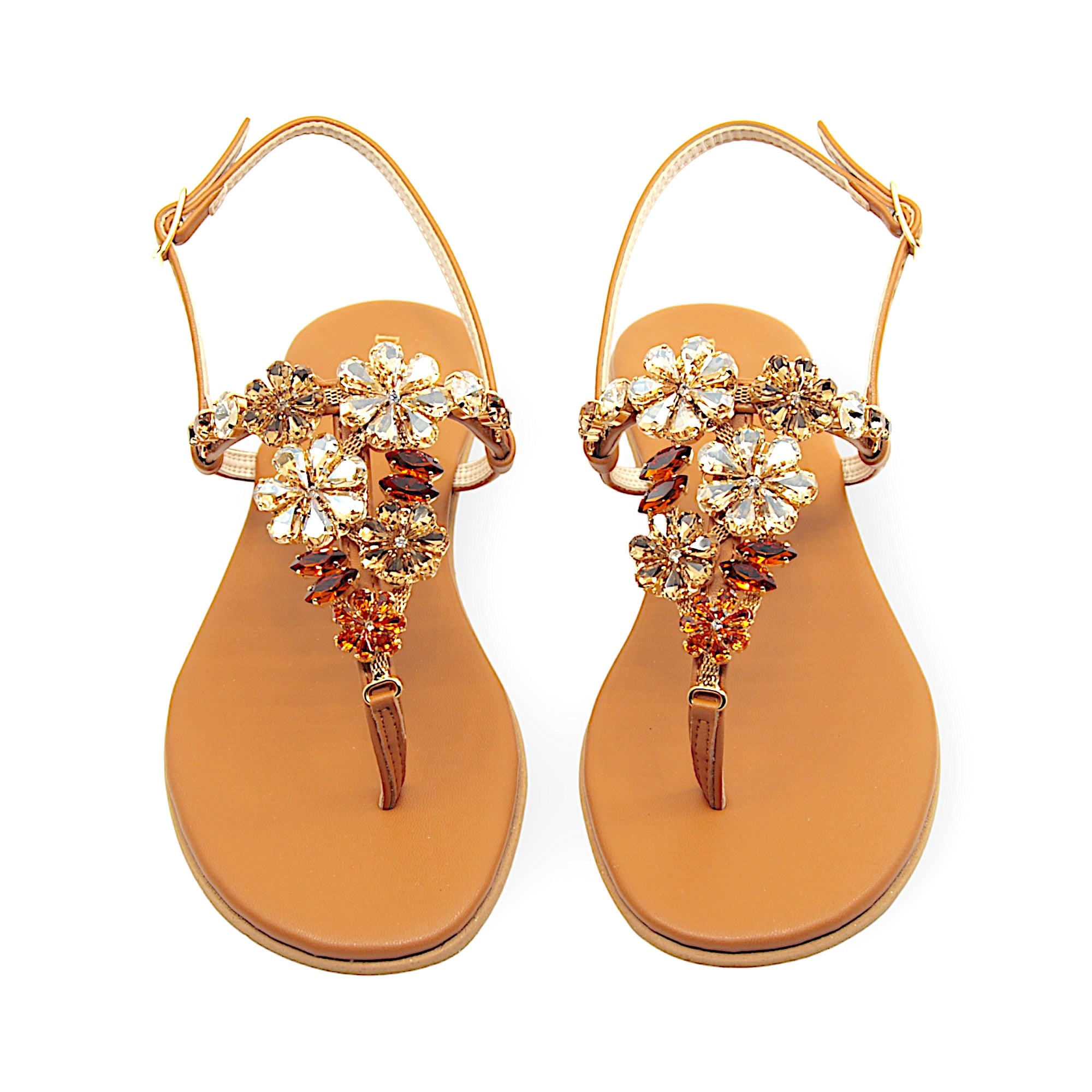 Gilda Brown Sandals With Crystals.