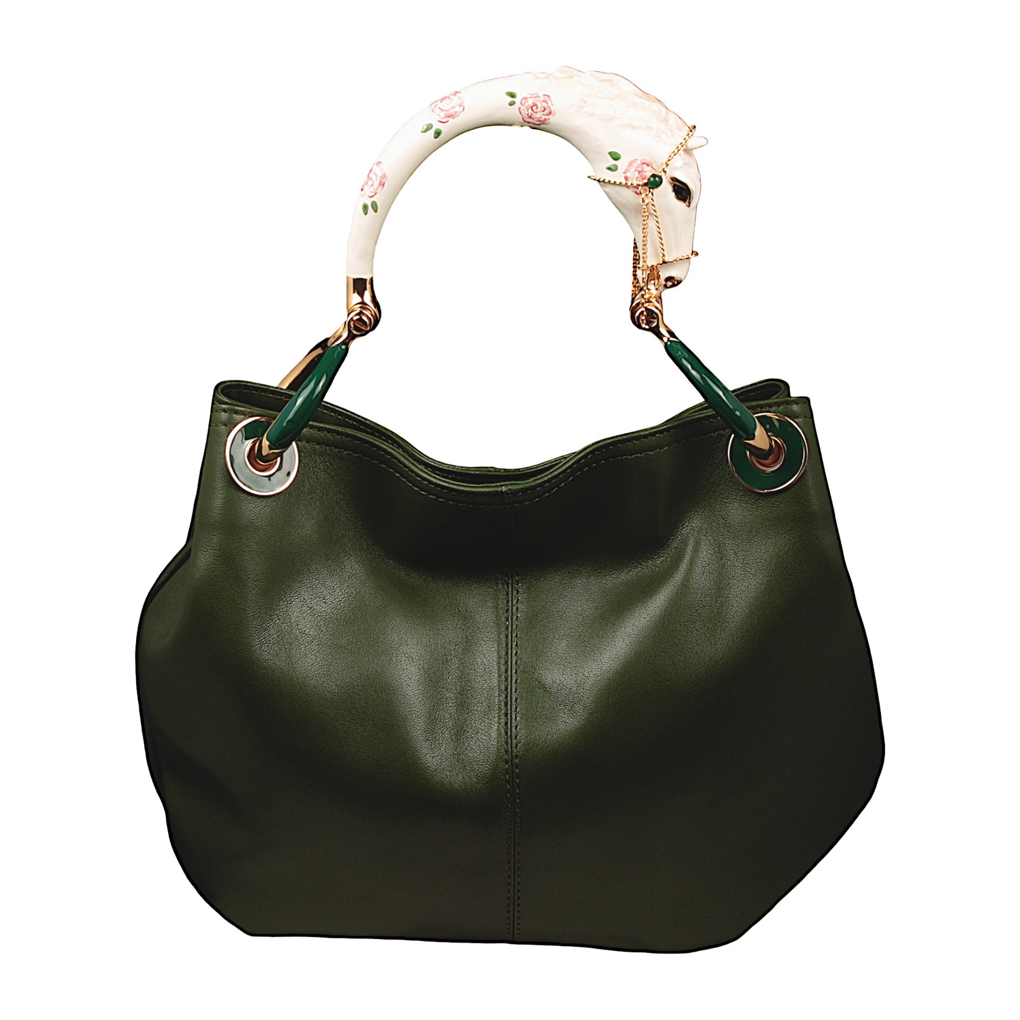 HORSE SMALL BAG WITH GREEN  NAPPA LEATHER