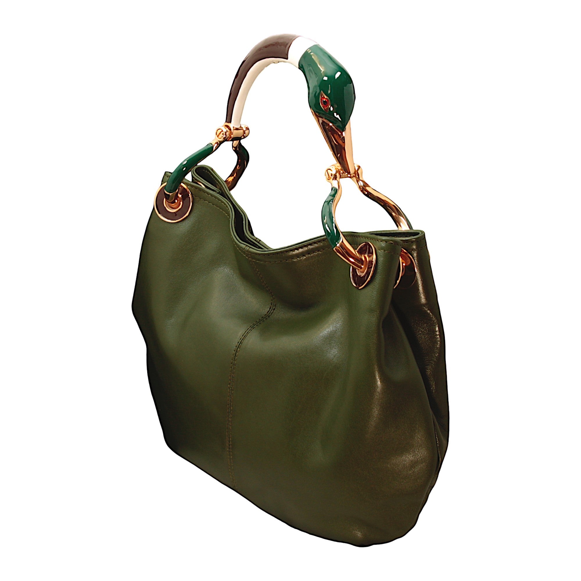 DUCK SMALL BAG WITH GREEN  NAPPA LEATHER