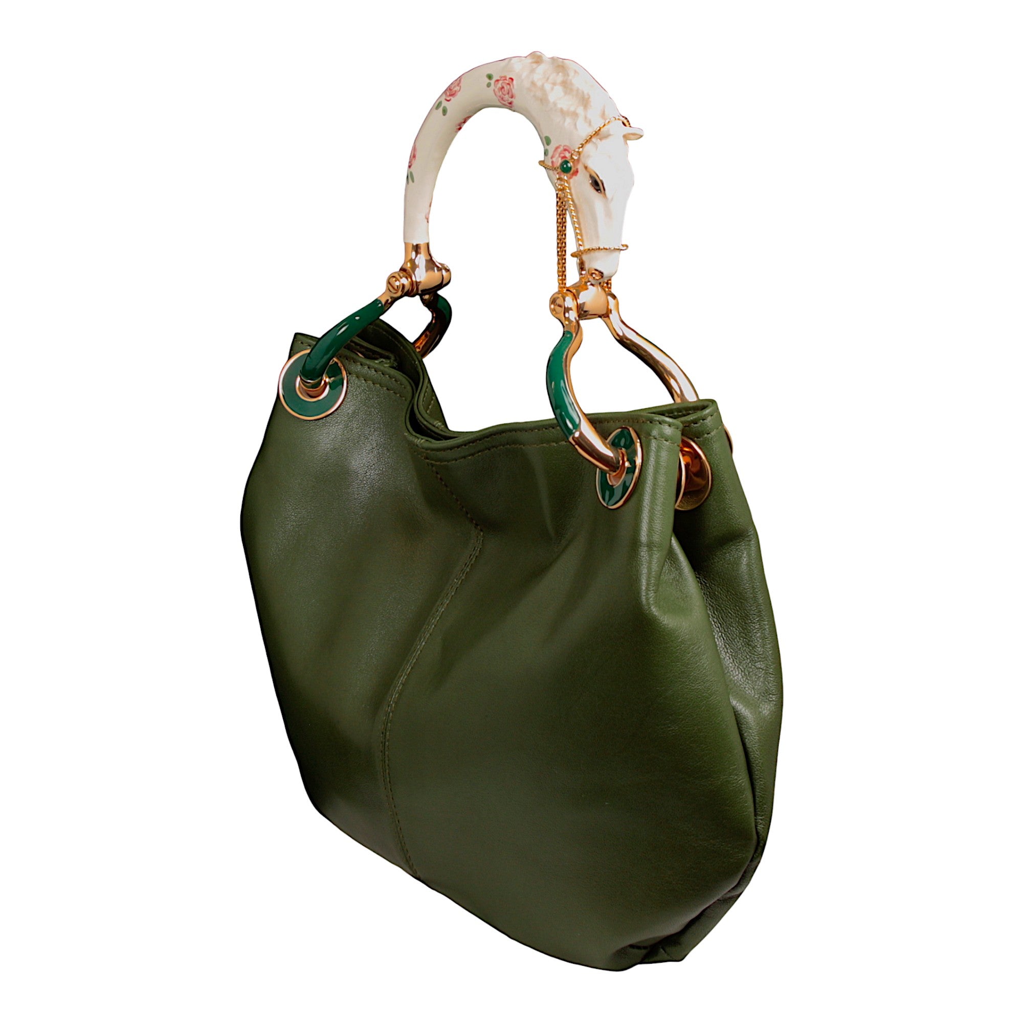 HORSE SMALL BAG WITH GREEN  NAPPA LEATHER