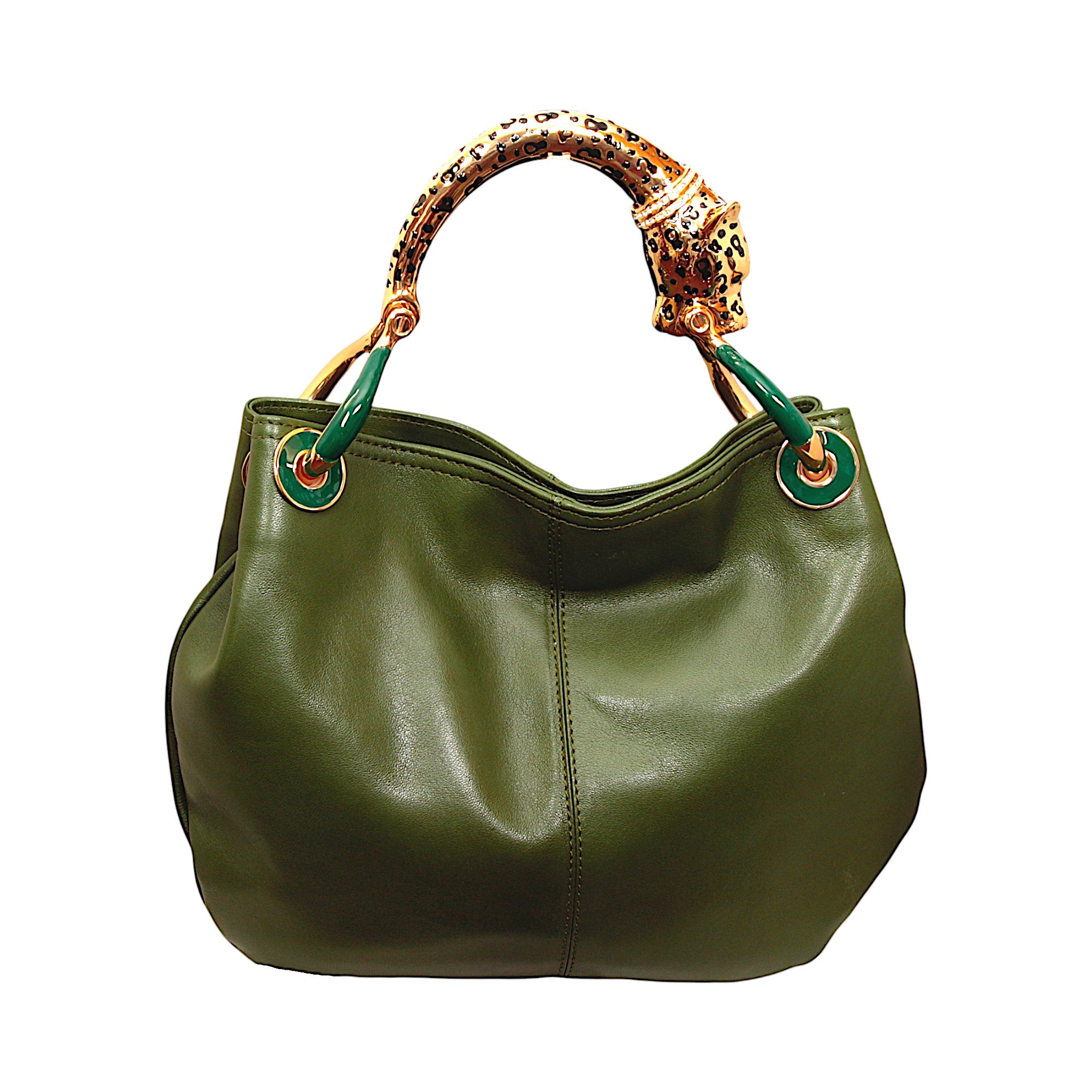 JAGUAR SMALL BAG WITH GREEN  NAPPA LEATHER