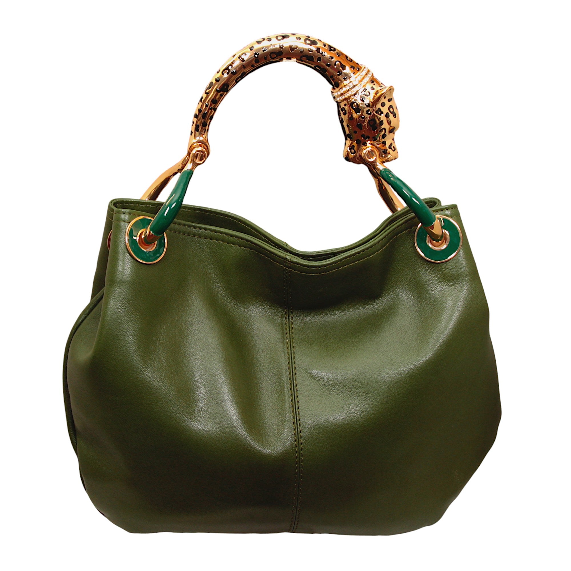 JAGUAR SMALL BAG WITH GREEN  NAPPA LEATHER